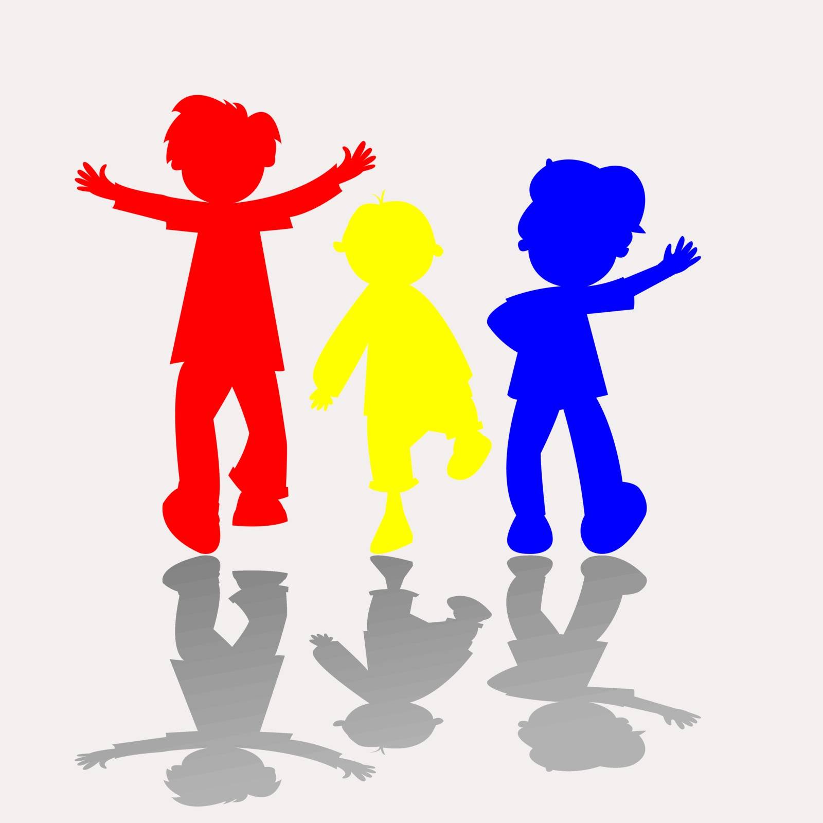 colored kids silhouettes, vector art illustration