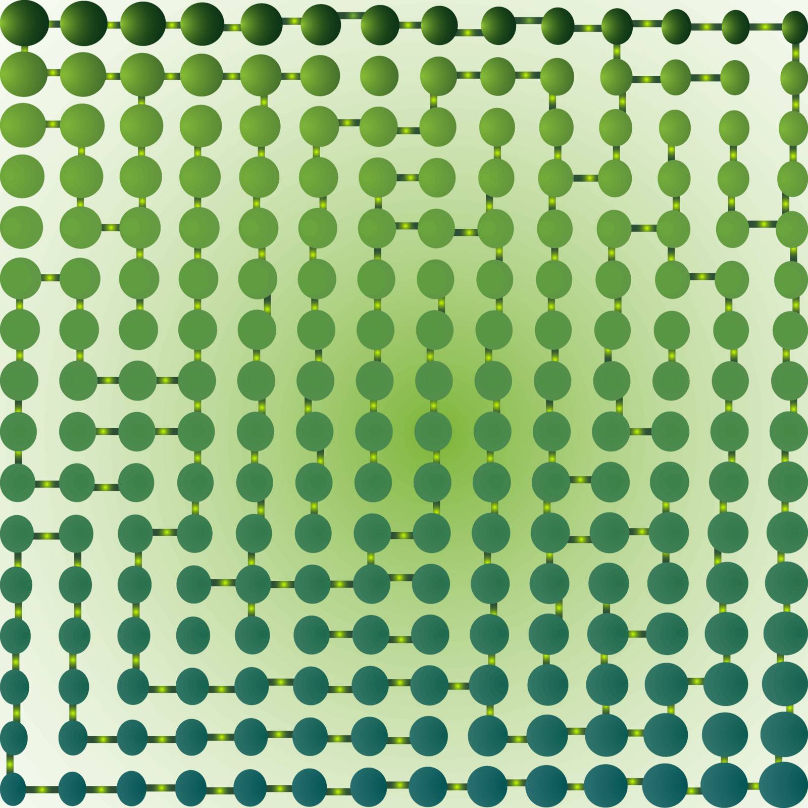 half tone green maze; abstract art illustration