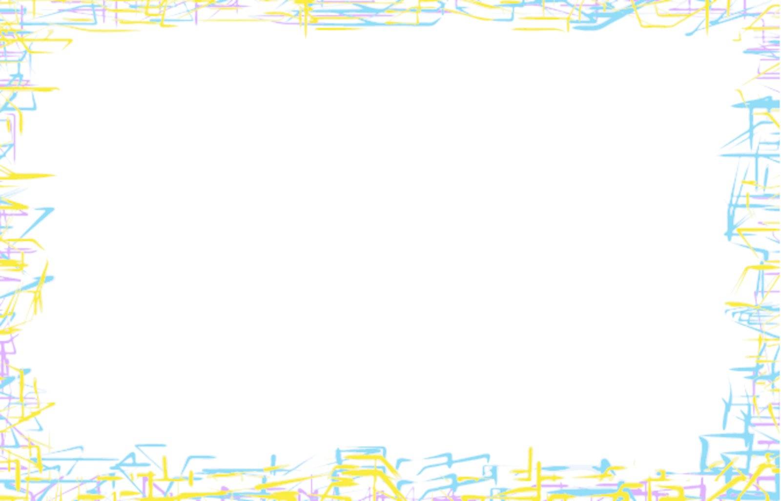 Frame of random blue, pink and yellow lines with white background