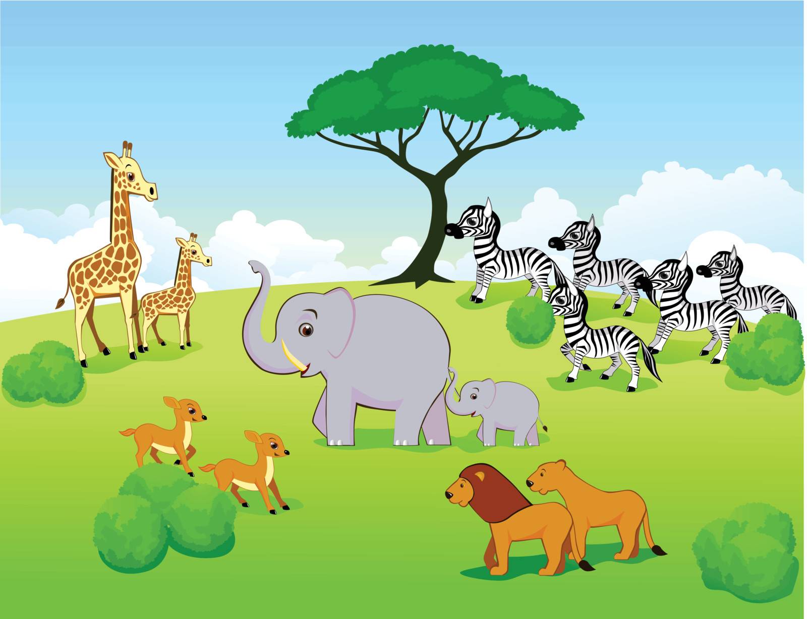 Vector illustration of animal safari