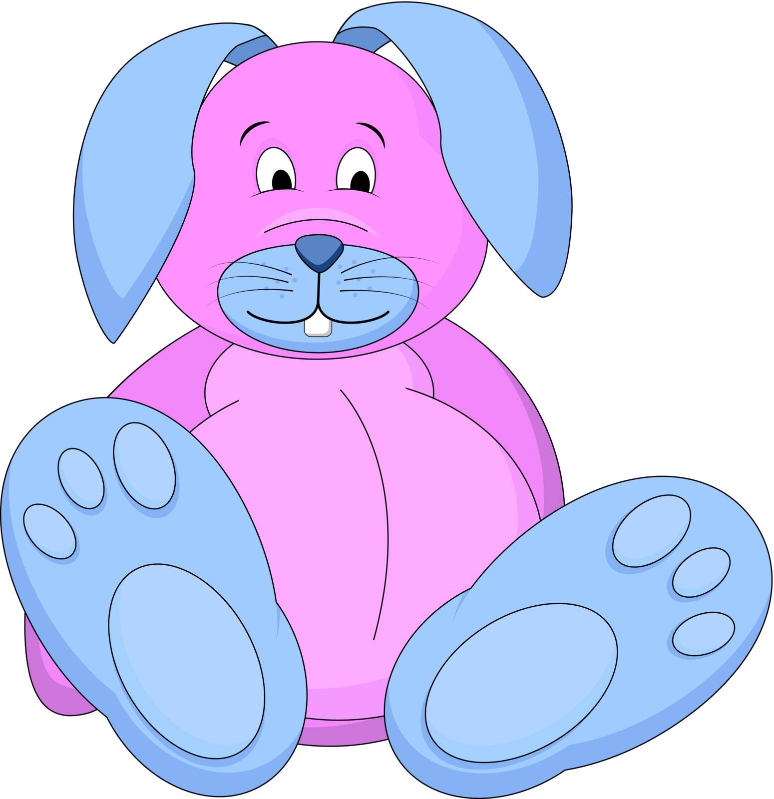 A cure vector pink and blue bunny, in editable illustration file.