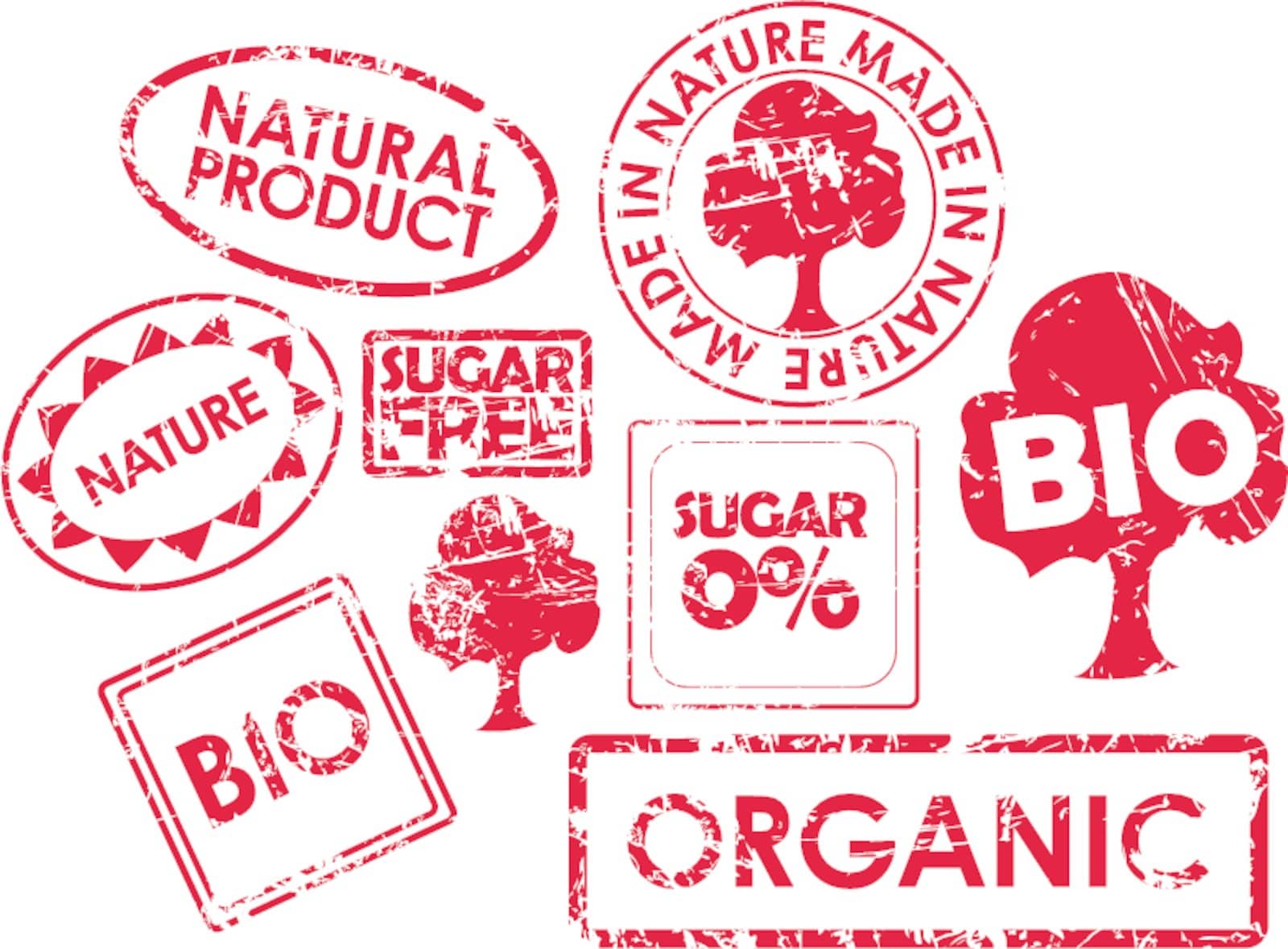 Set of stamps for organic, fresh, healthy, bio food