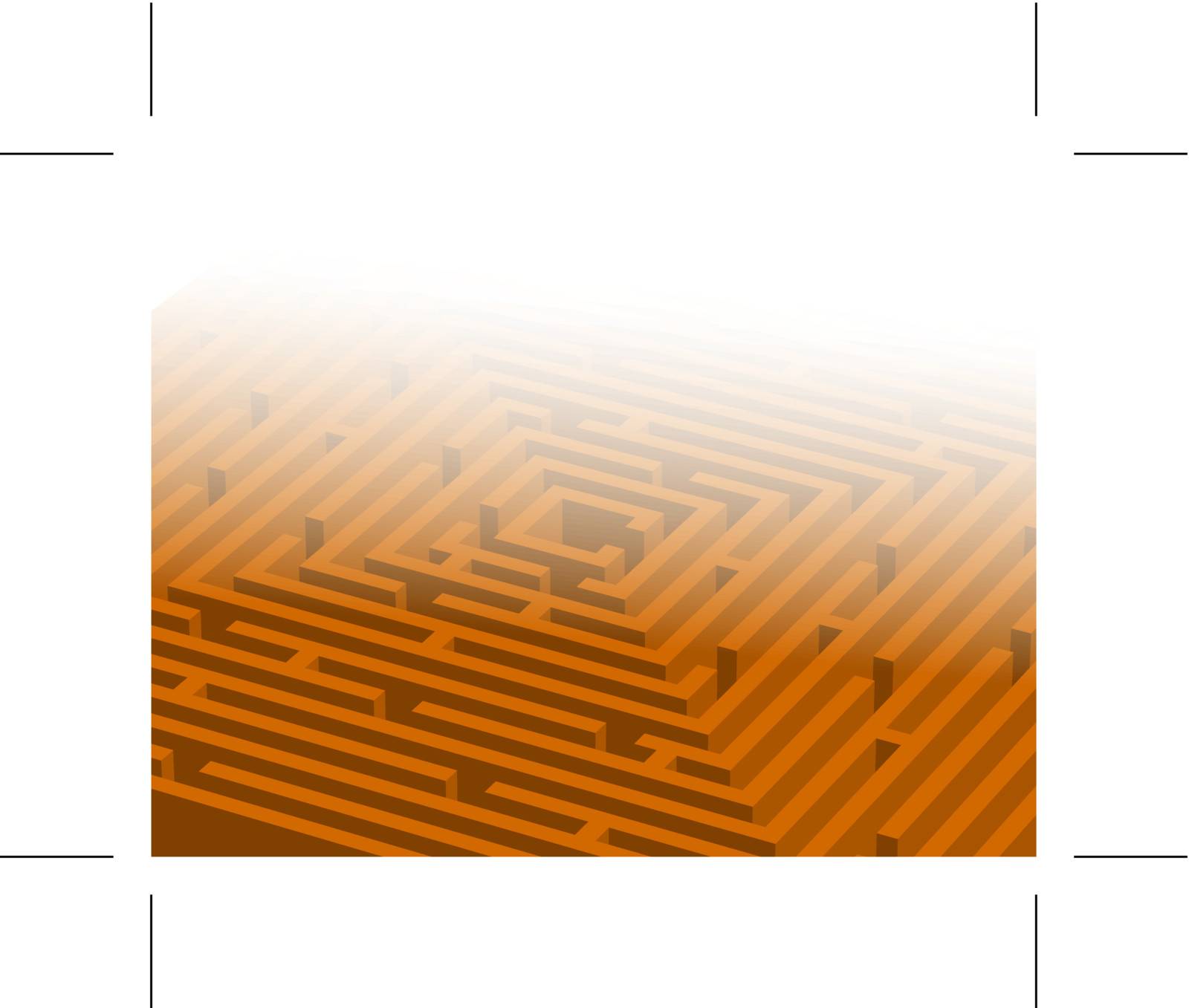 Abstract background with a big orange maze / labyrinth