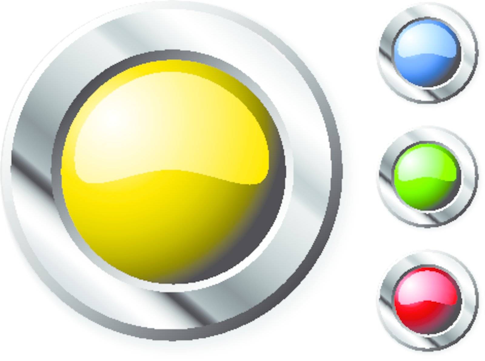 Round Colorful Buttons with chrome metal borders