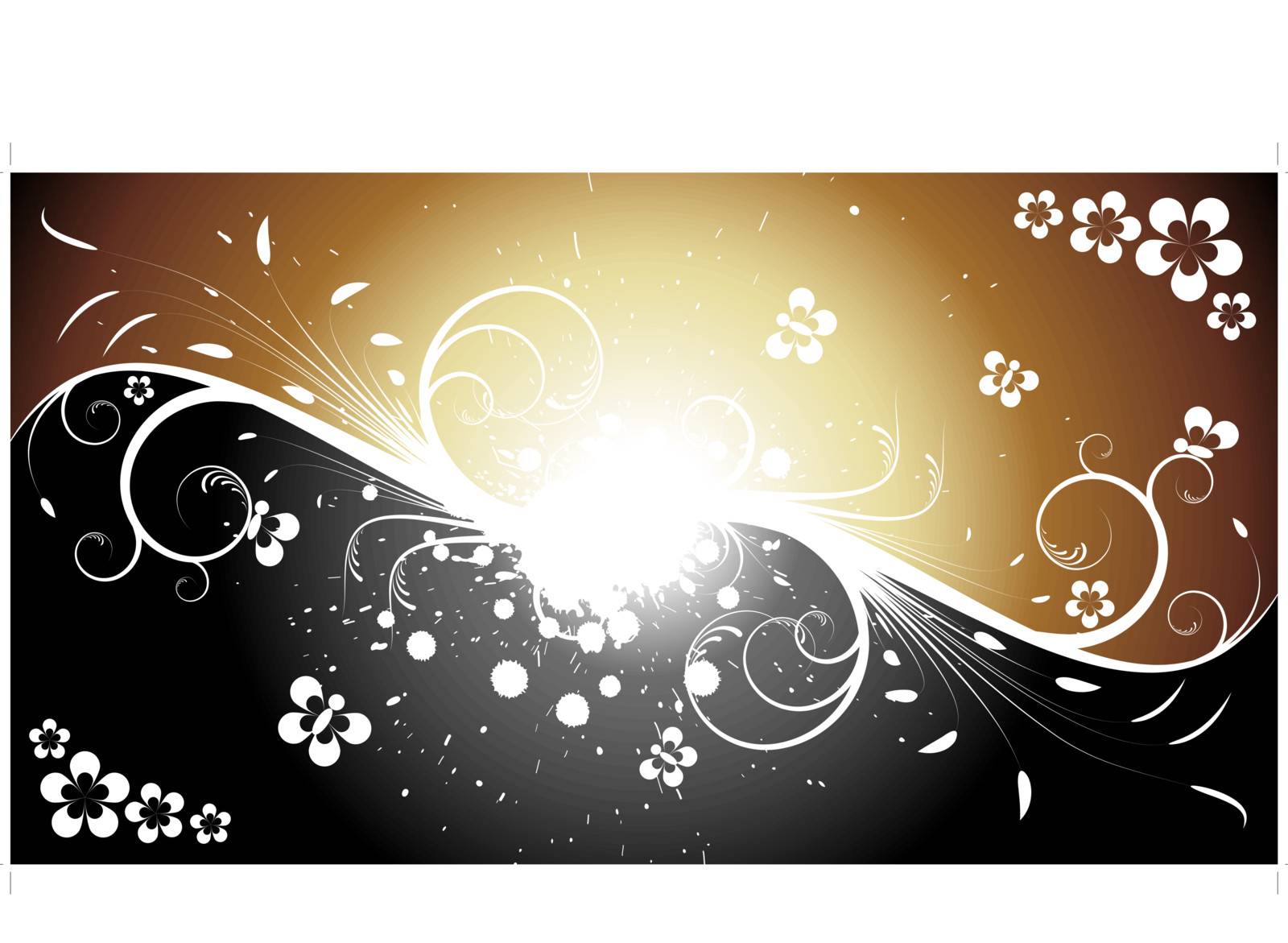 Abstract funeral background - black, white and golden colors