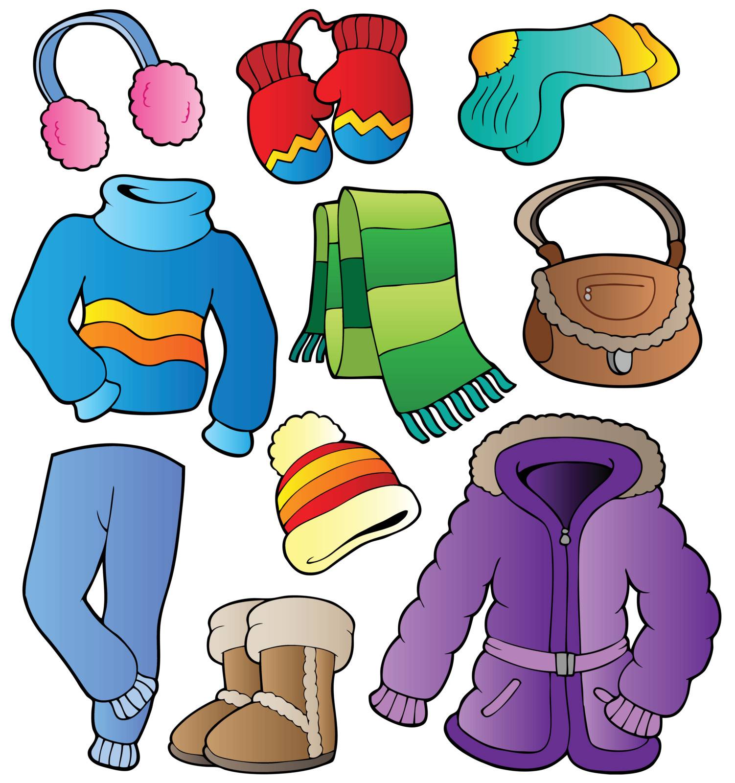 Winter apparel collection 1 - vector illustration.