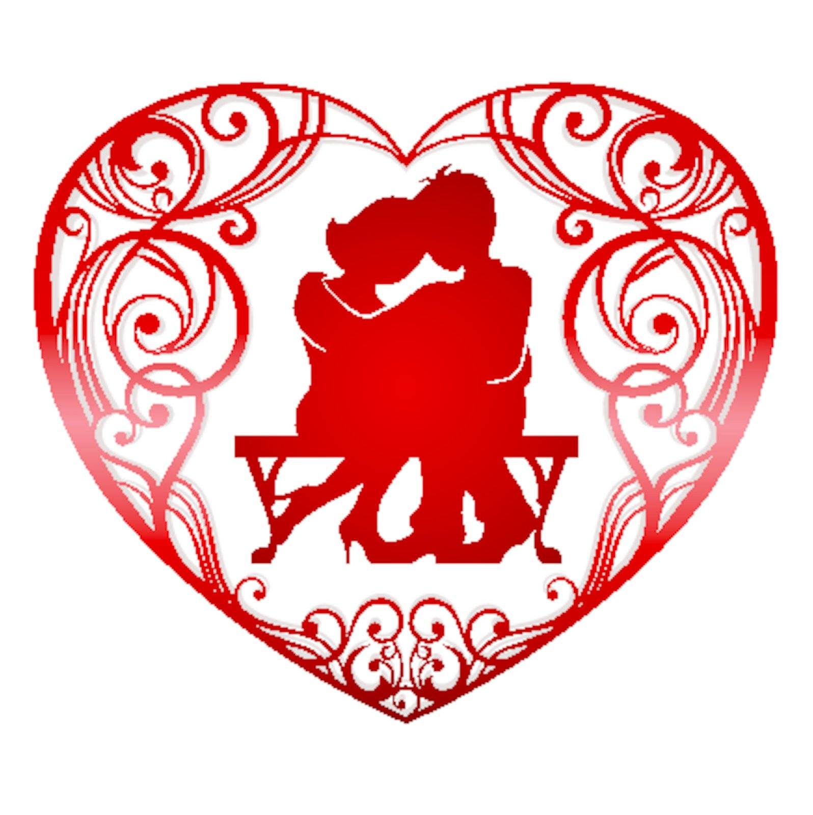 heart frame with lovely couple vector illustration