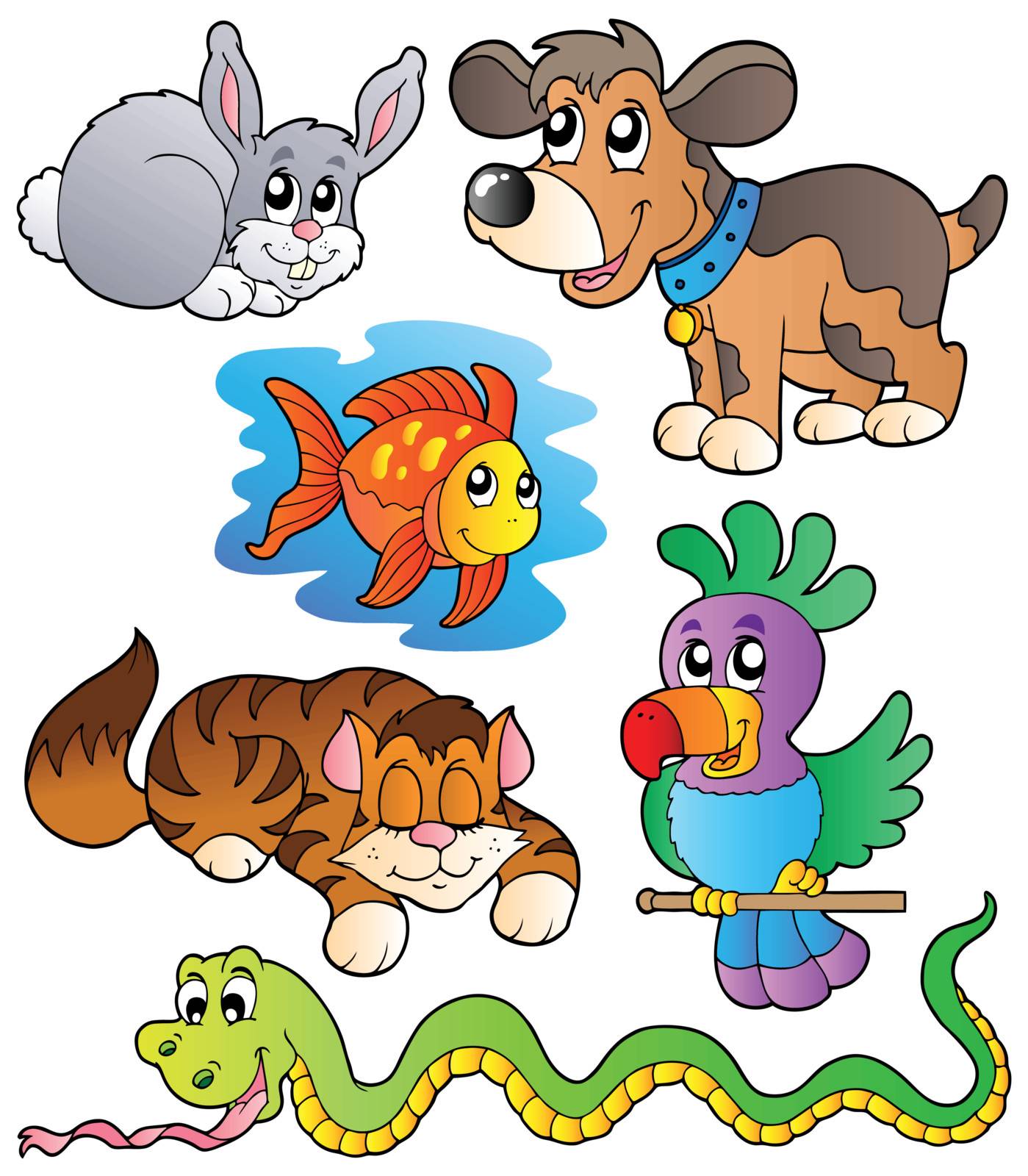 Happy pets collection 1 - vector illustration.