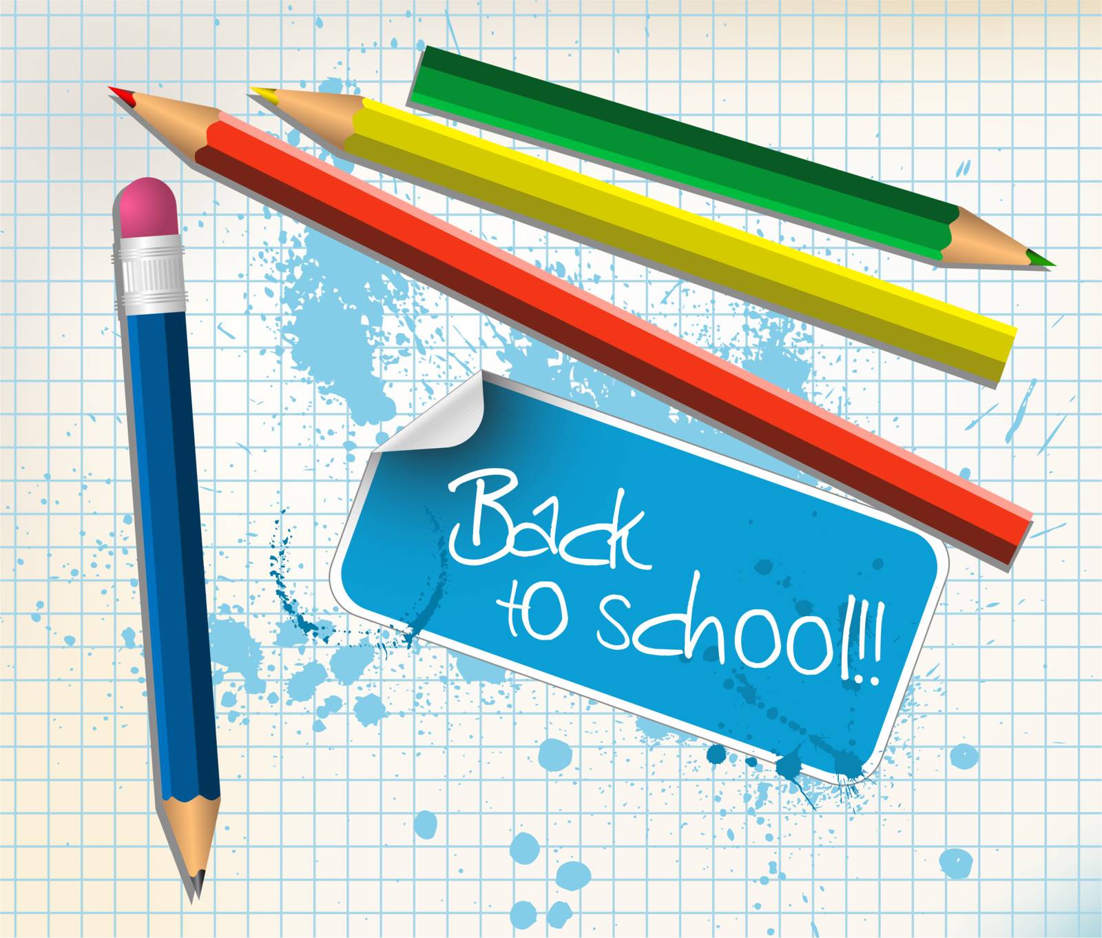 Back to school poster with colorful pencils