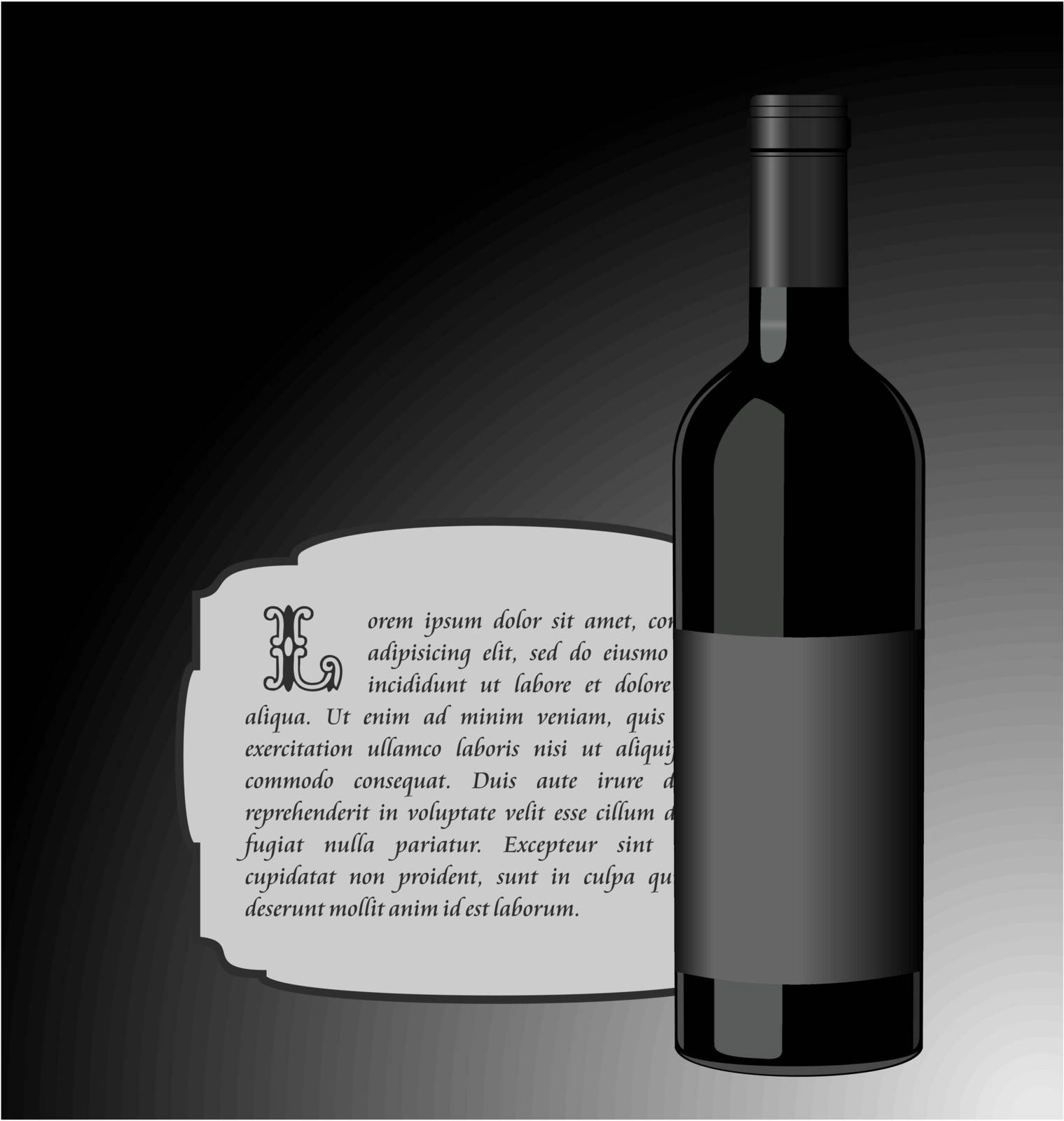 Illustration the elite wine bottle with black blank label by smeagorl