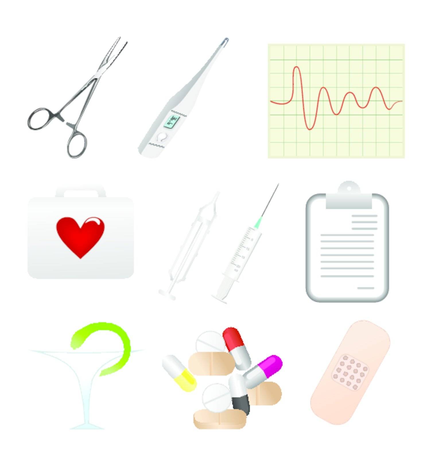 Collection of medical themed icons. Vector