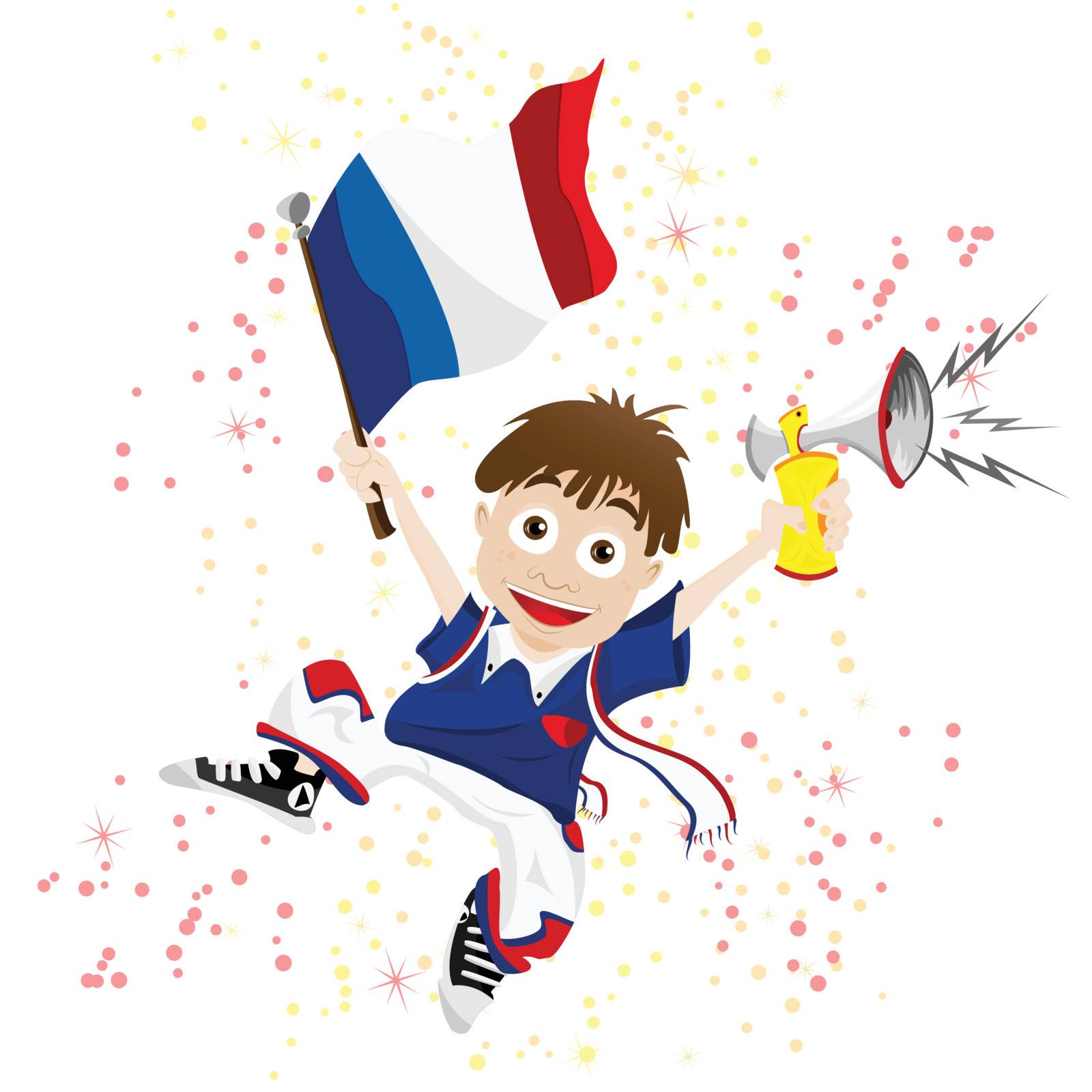 Vector - France Sport Fan with Flag and Horn