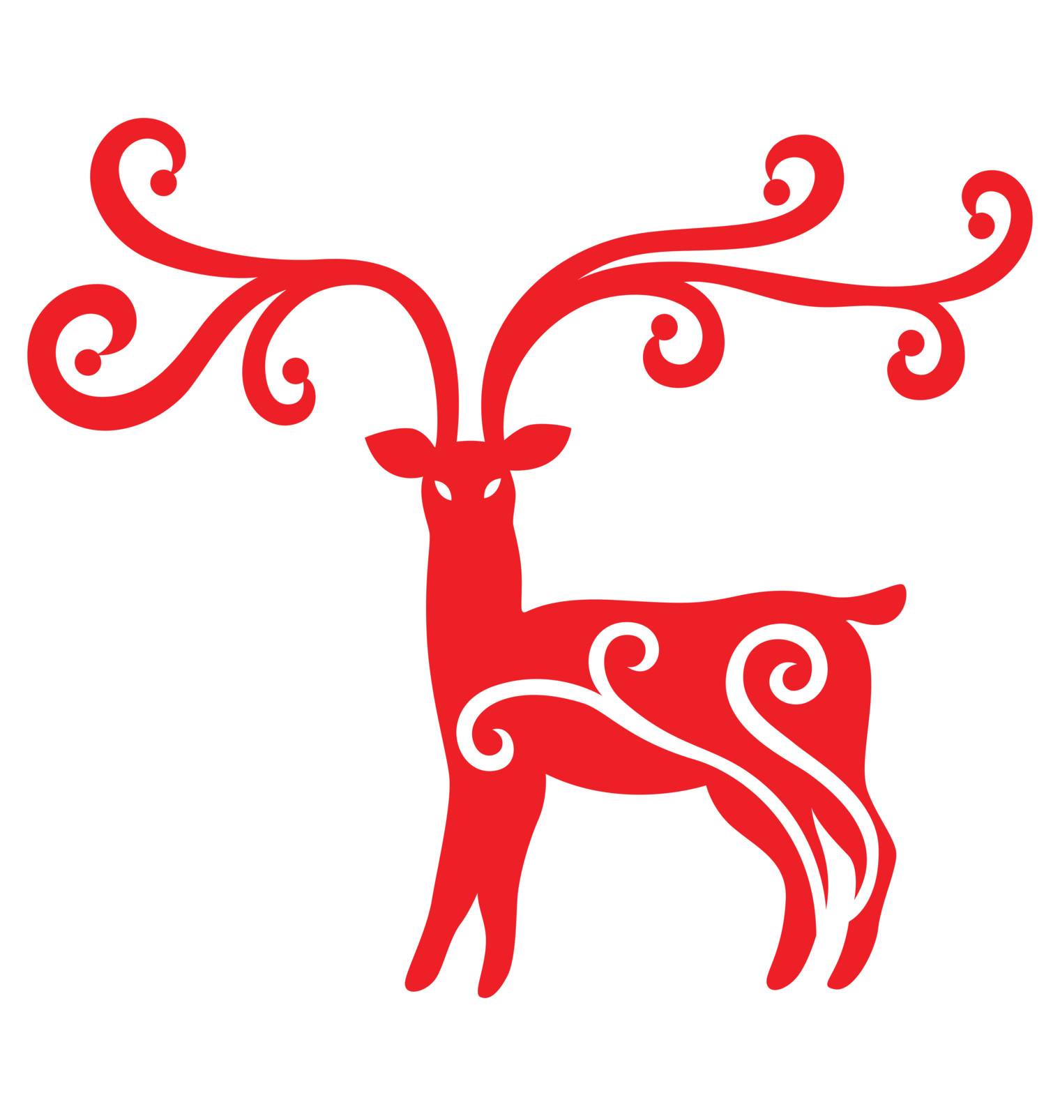 A reindeer illustrated with swirls decoration for Christmas season.
