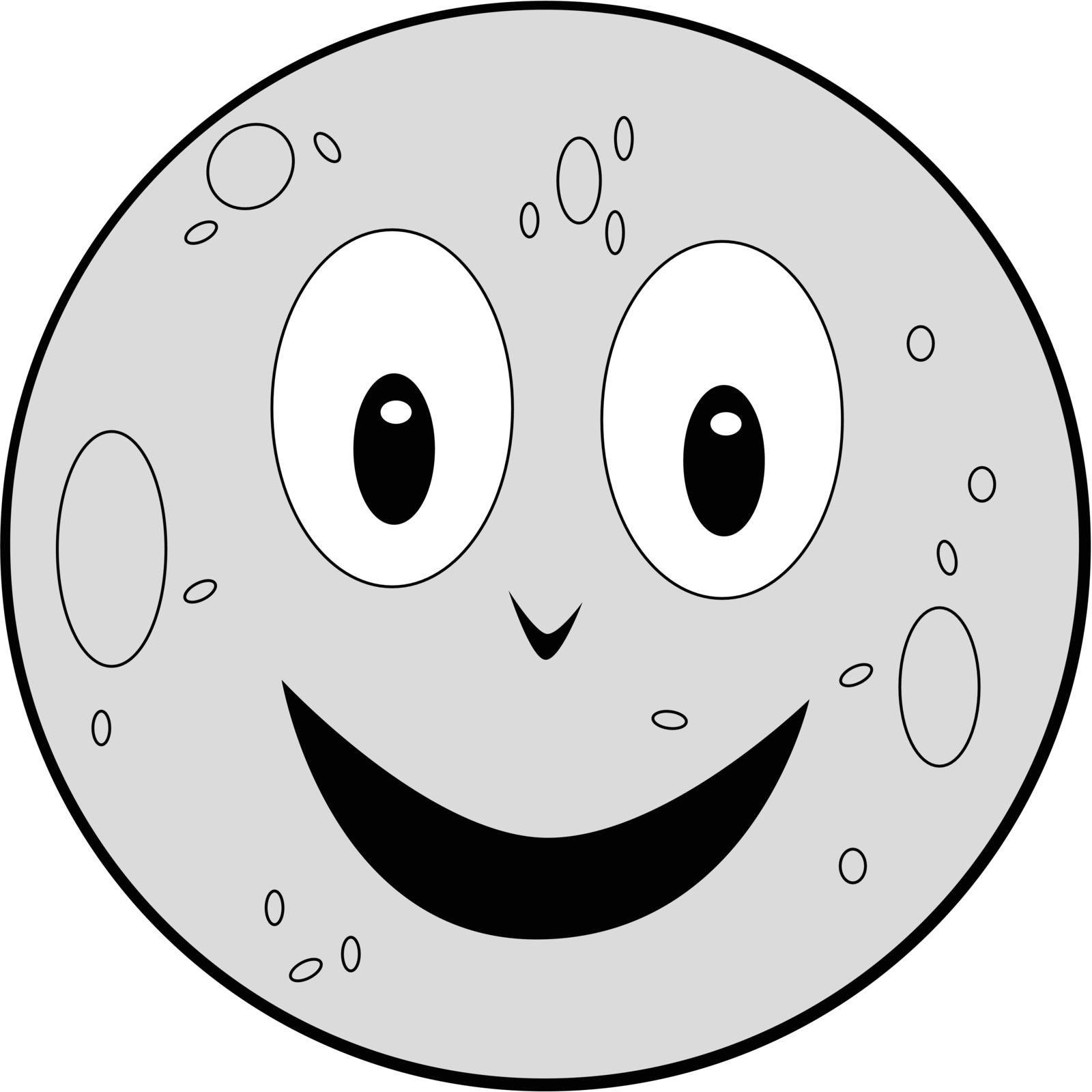 Vector illustration of a cartoon moon smiling