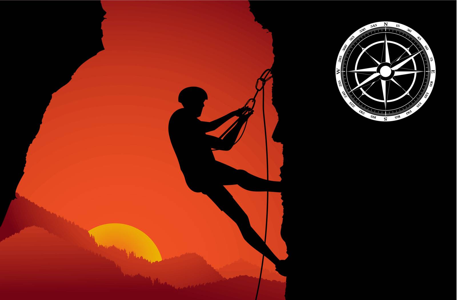Mountain climber silhouette vector for poster