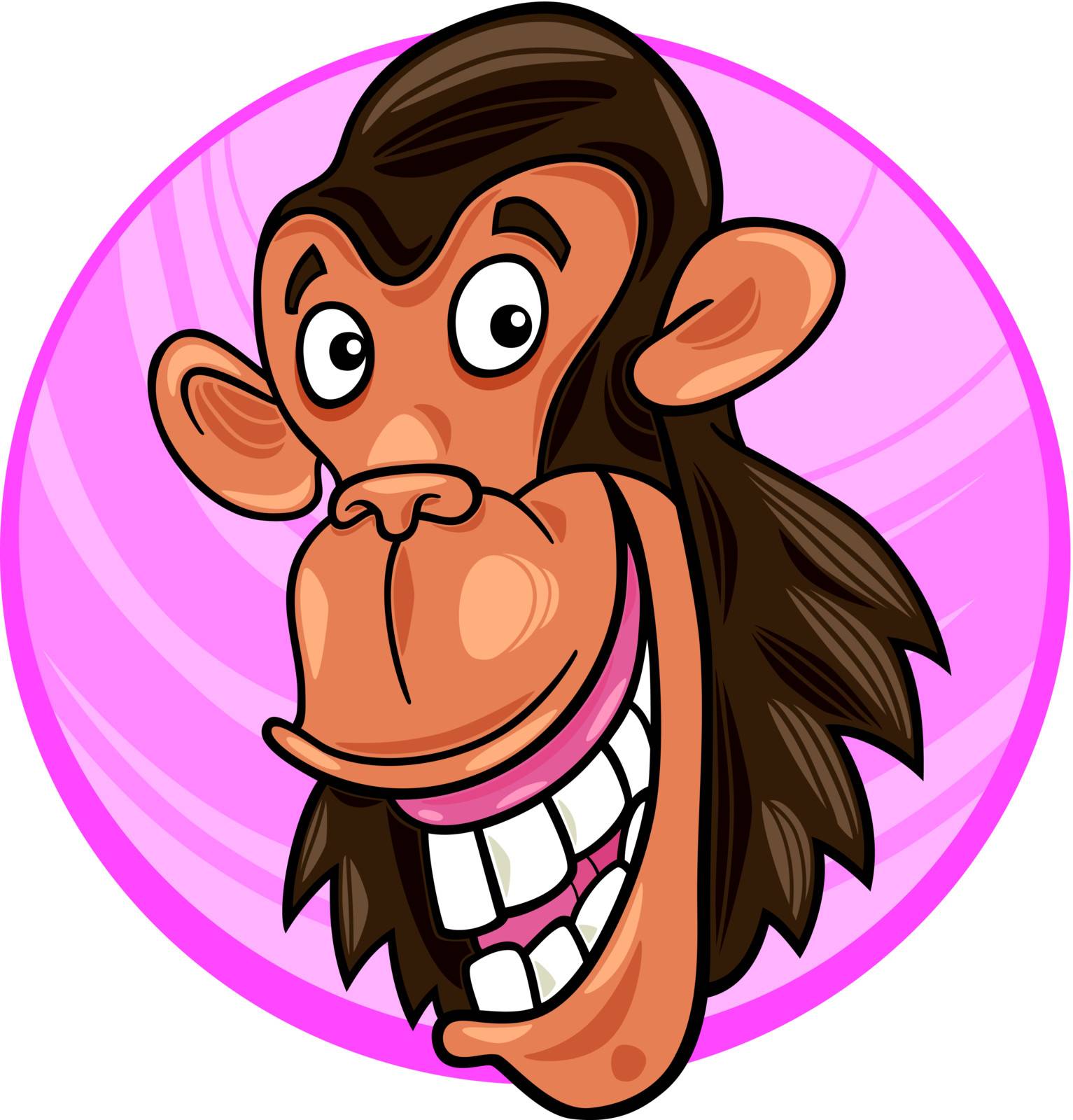 cartoon illustration of funny chimpanzee ape