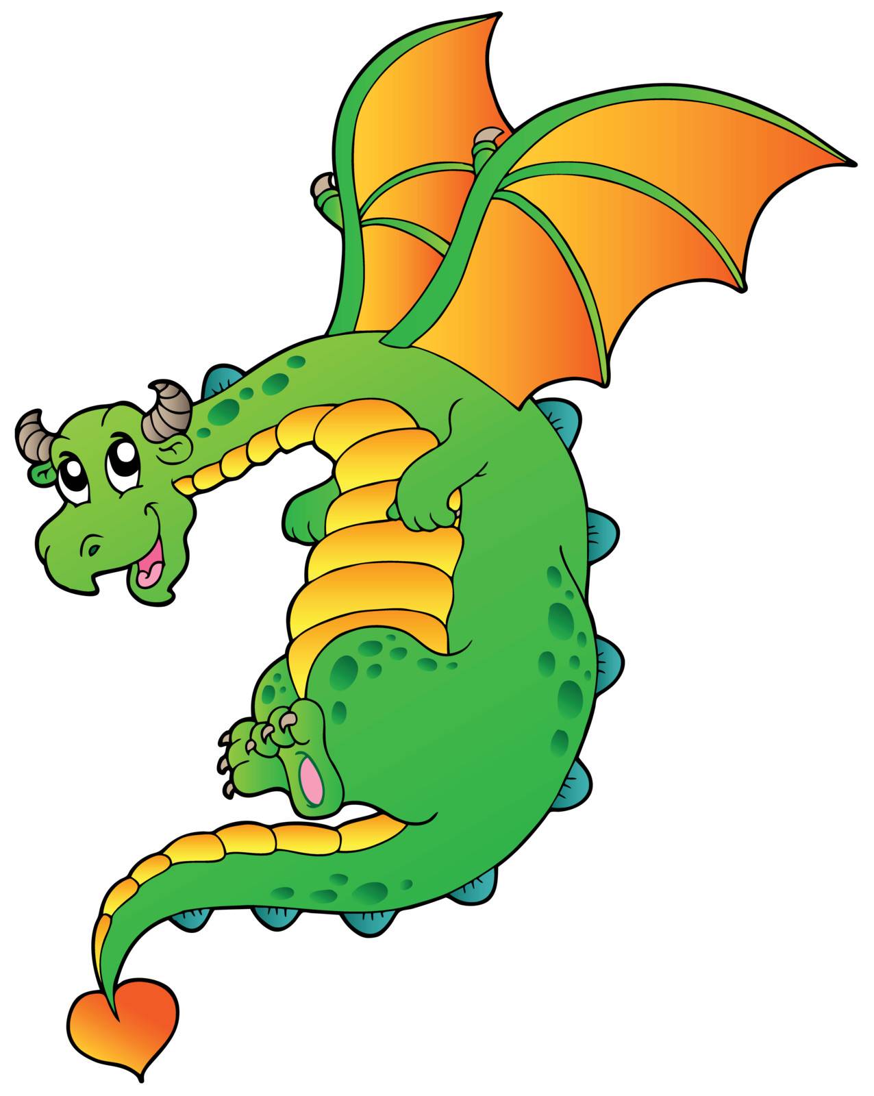 Flying fairy tale dragon - vector illustration.