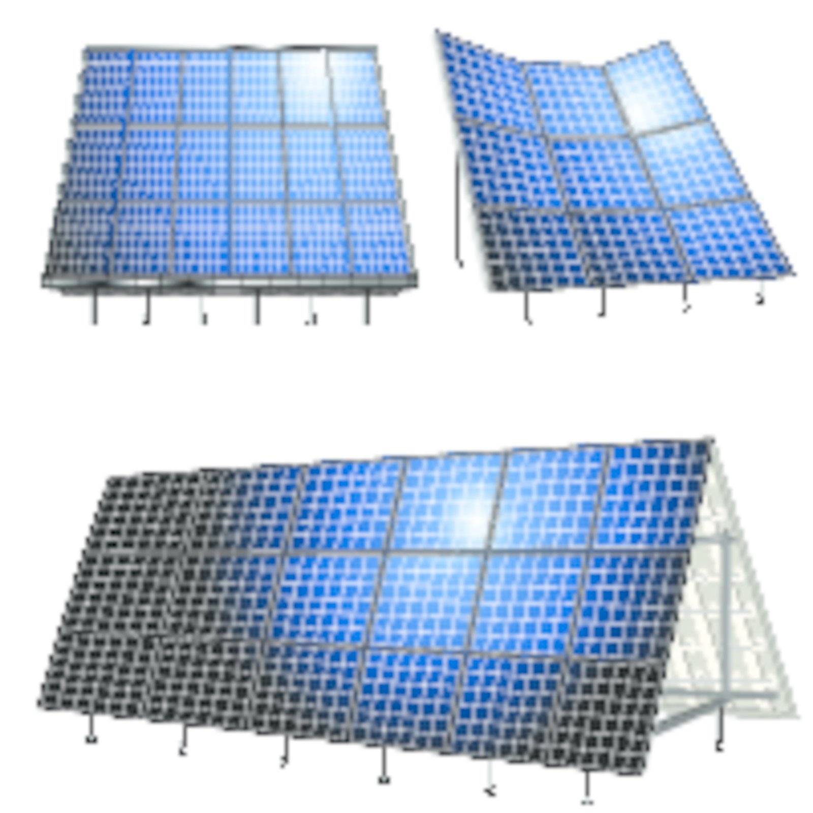 Alternative energy, solar panels over white background
