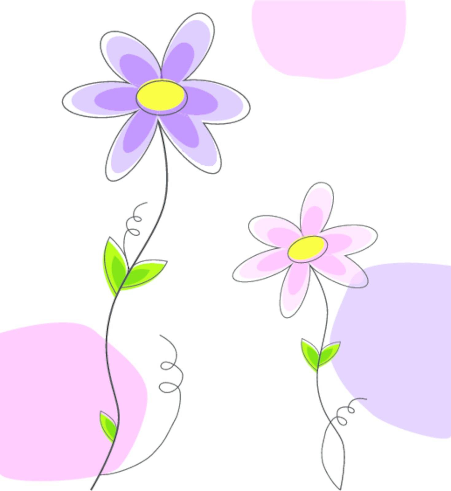 Cute pink and purple spring summer daisy flowers