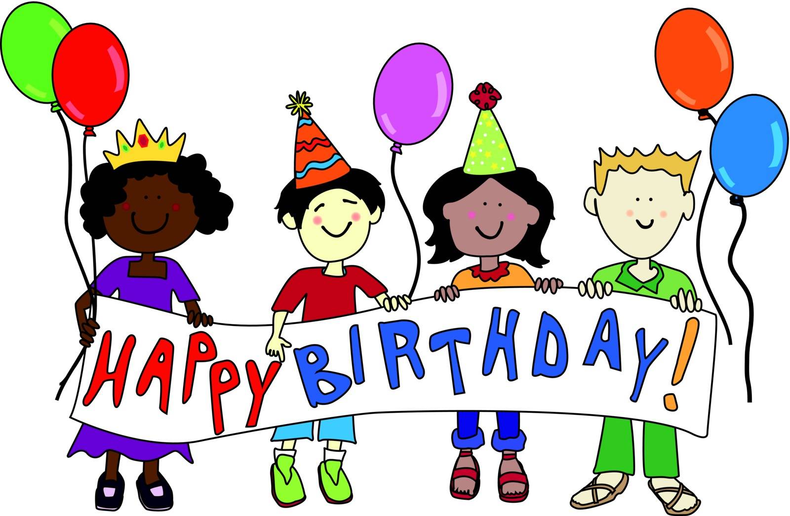 Multicultural kids with Birthday banner by Mirage3