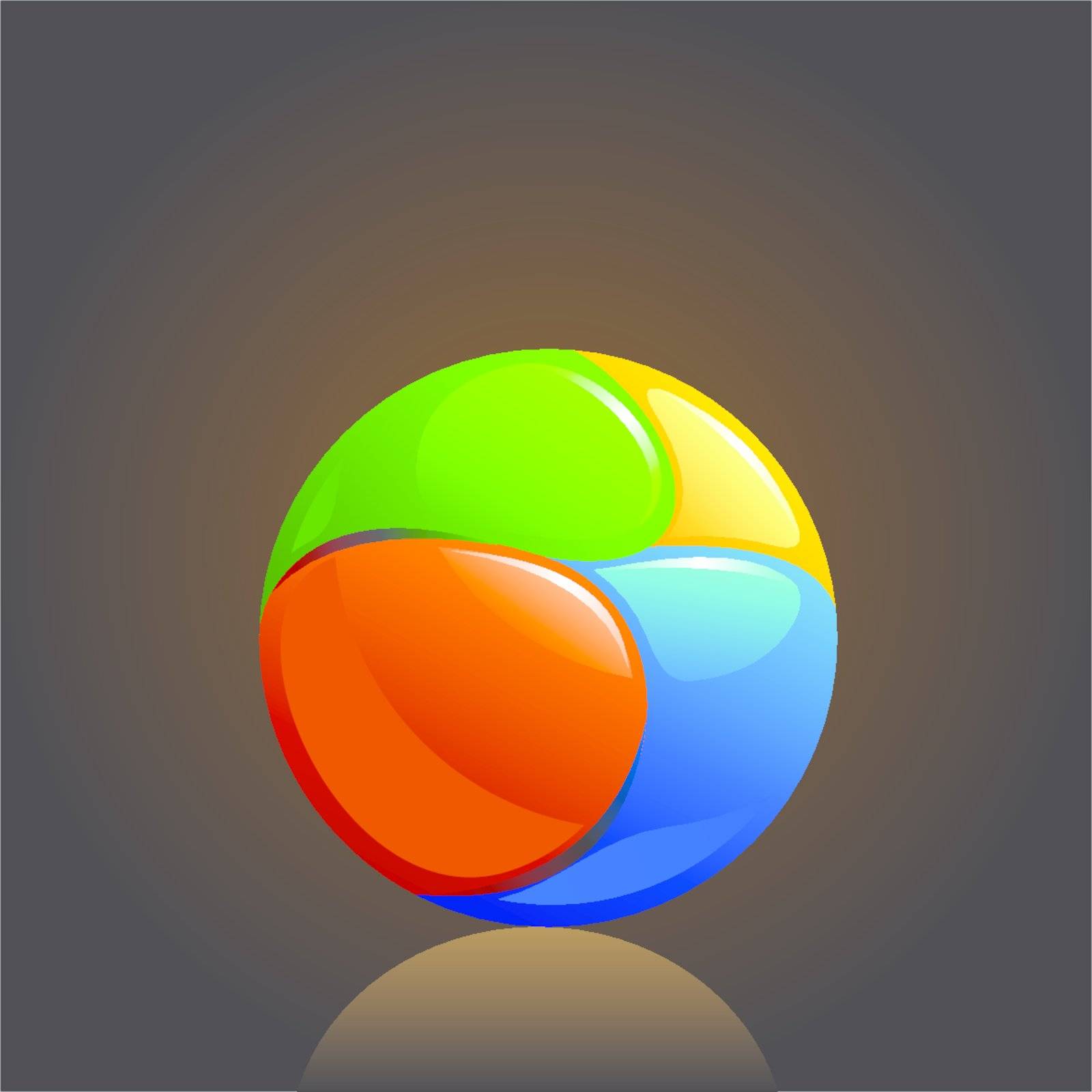 shiny chrome ball logo element