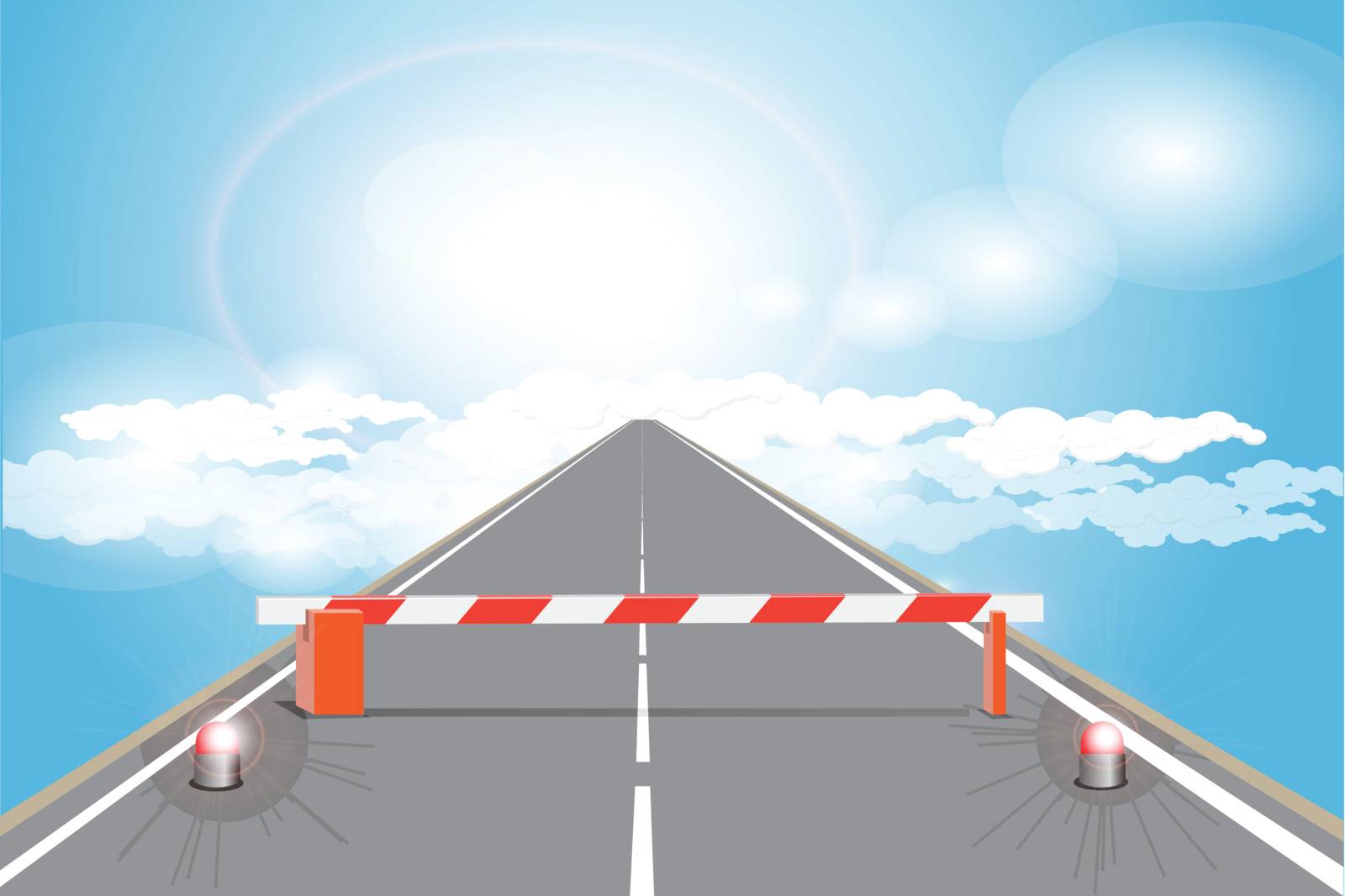 illustration, barrier on road on cloud skyward