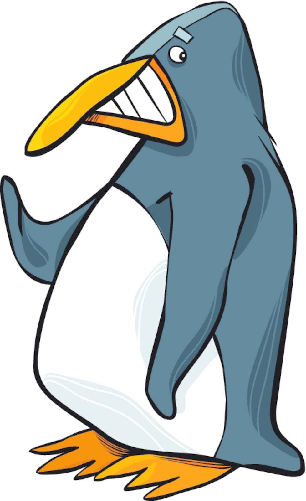 cartoon illustration of funny emperor penguin