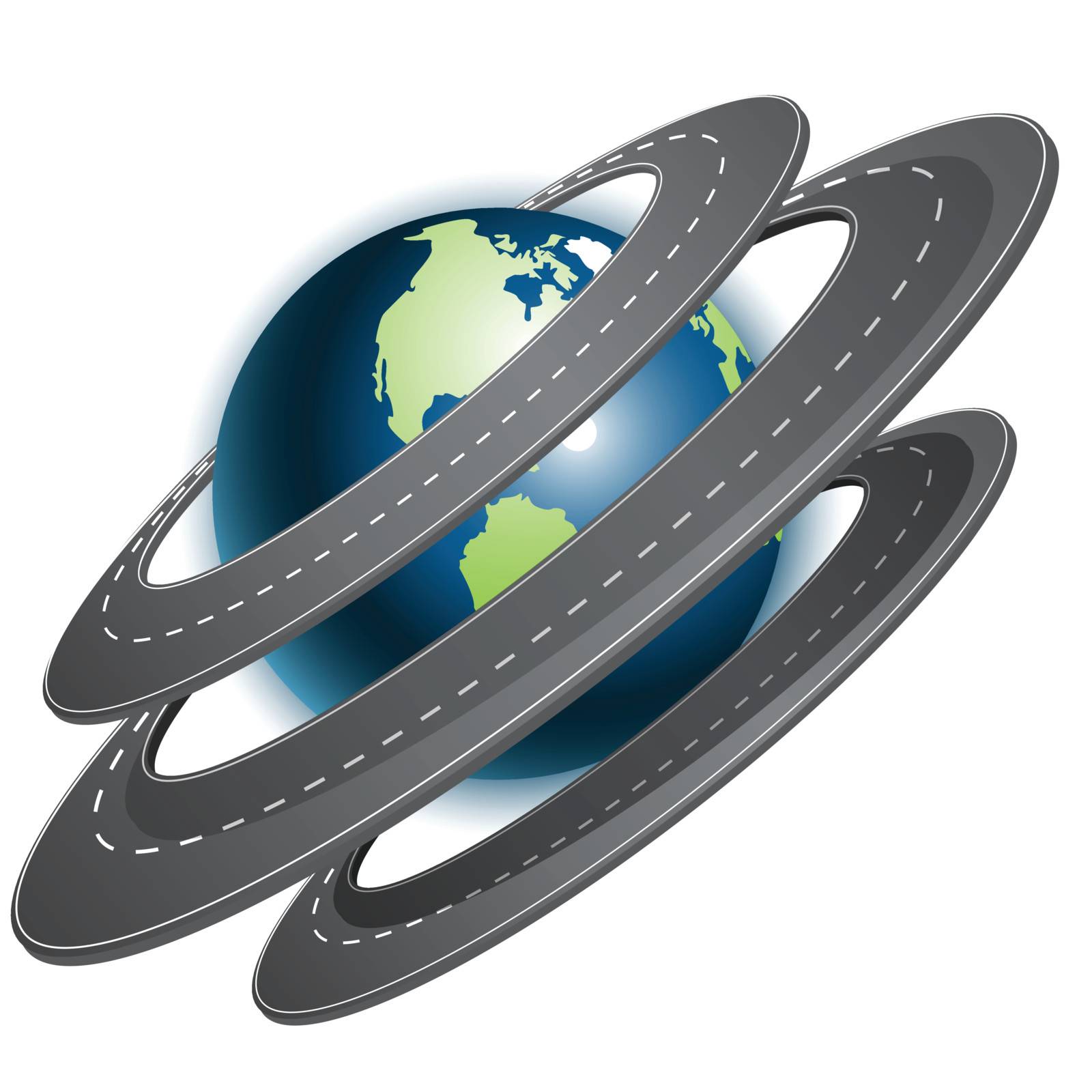 abstract illustration, ring of the roads around globe
