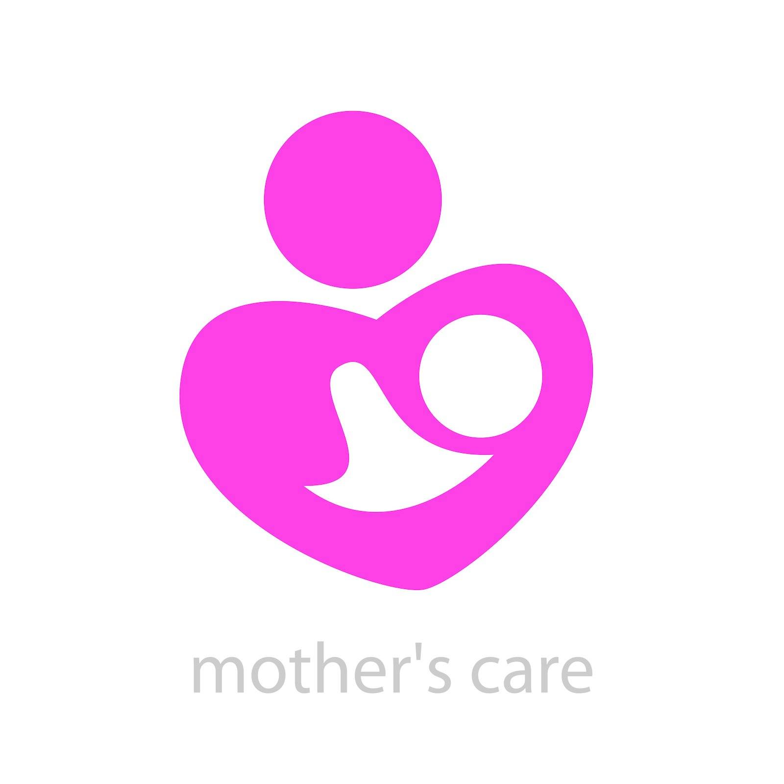 Sign - a mother's care. The symbol of parental love. Vector template.