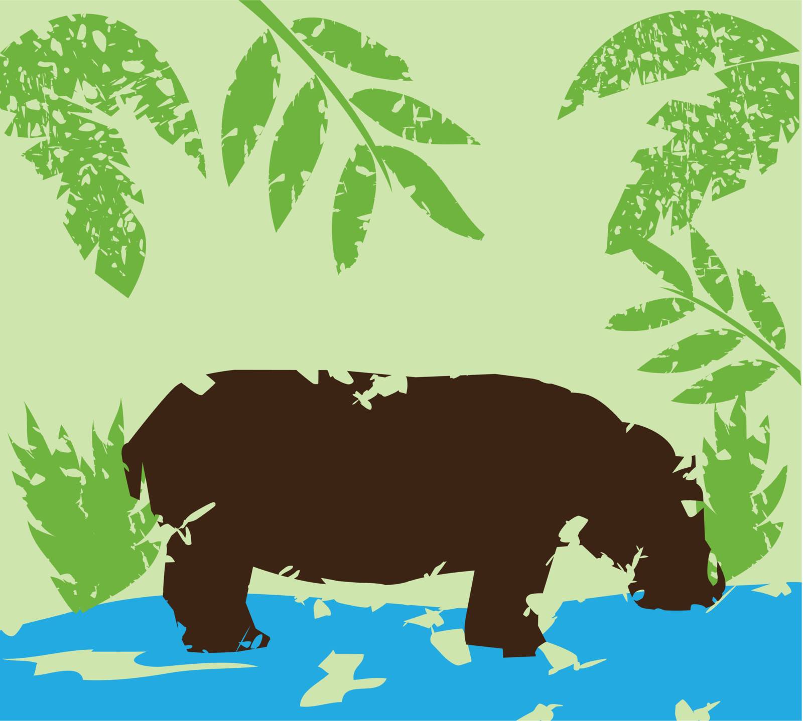 Vector illustration of grunge hippo