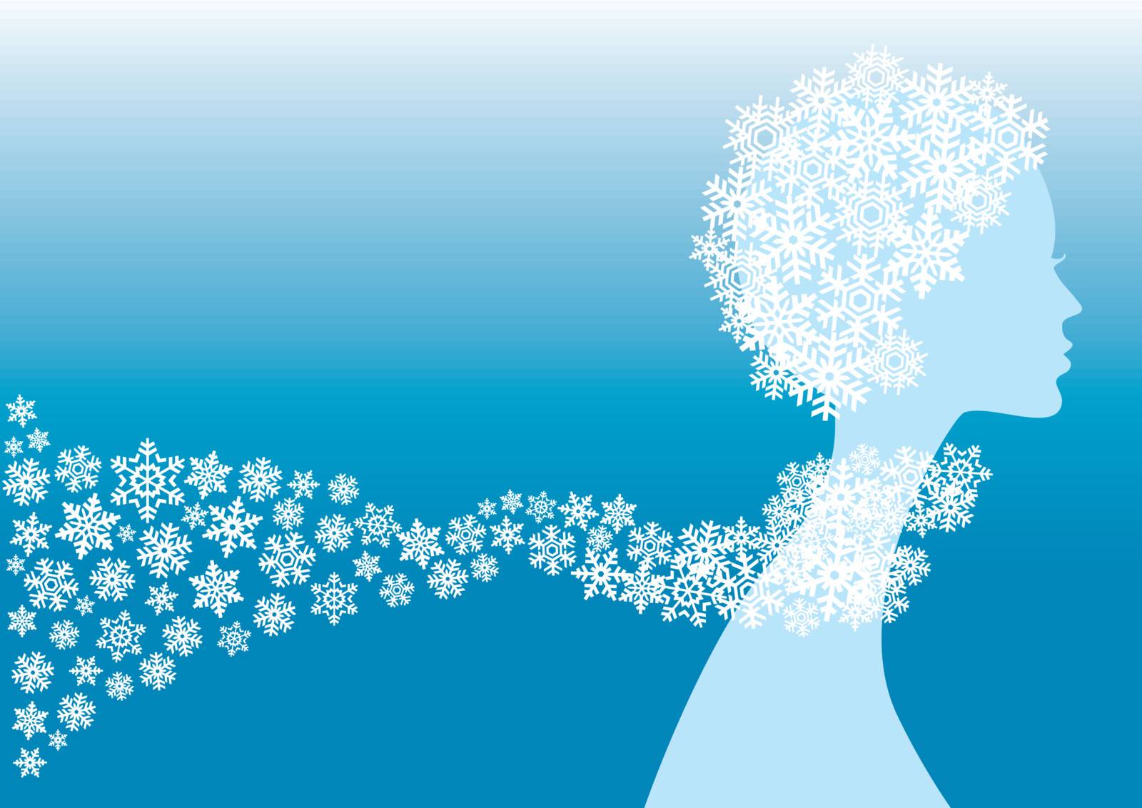 winter woman with snowflakes, vector illustration