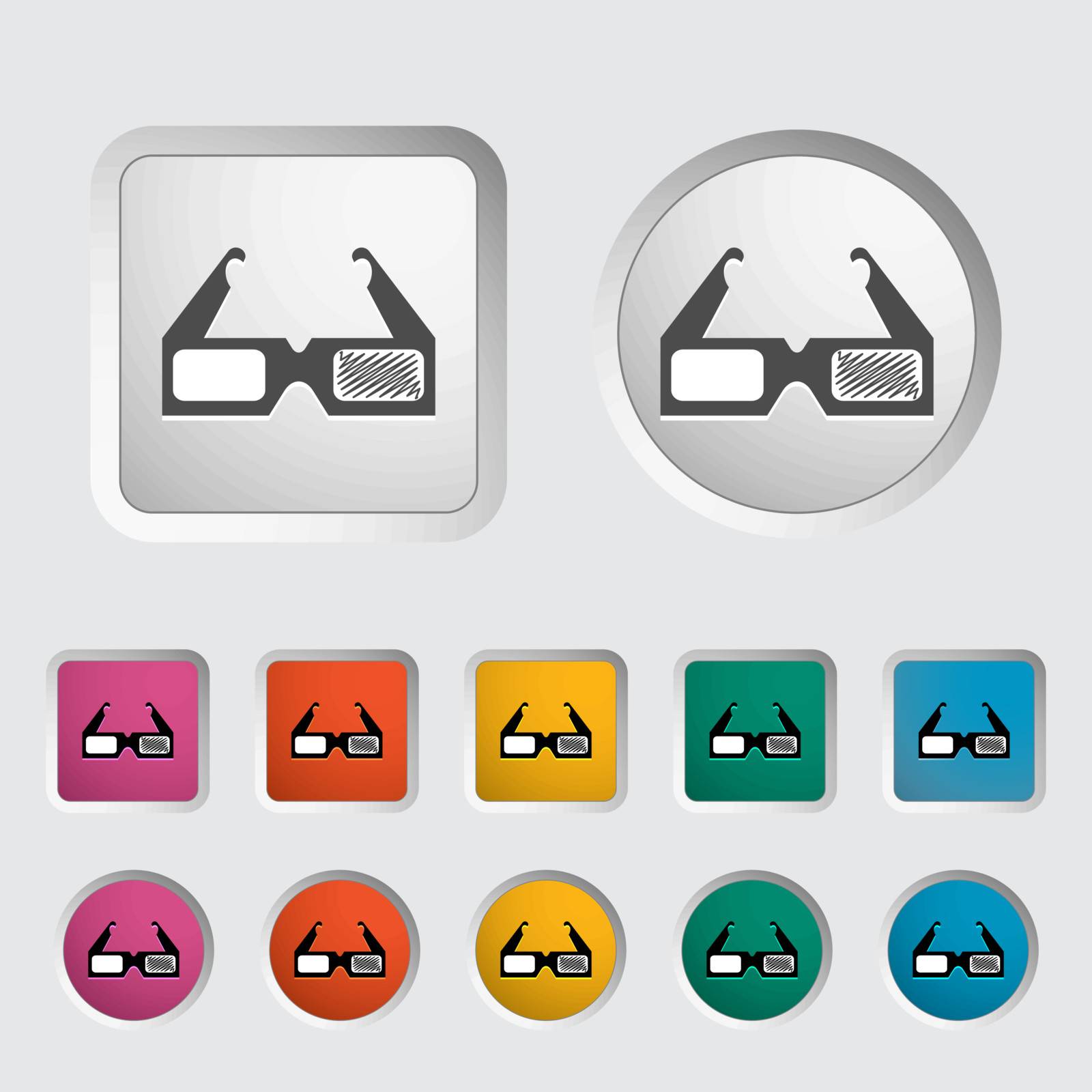 3D glasses single icon. Vector illustration.