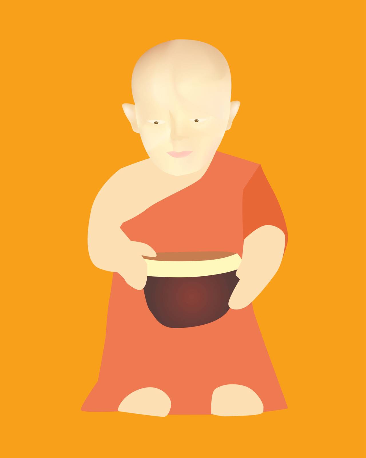 Vector Illustration of Buddhist monk cartoon