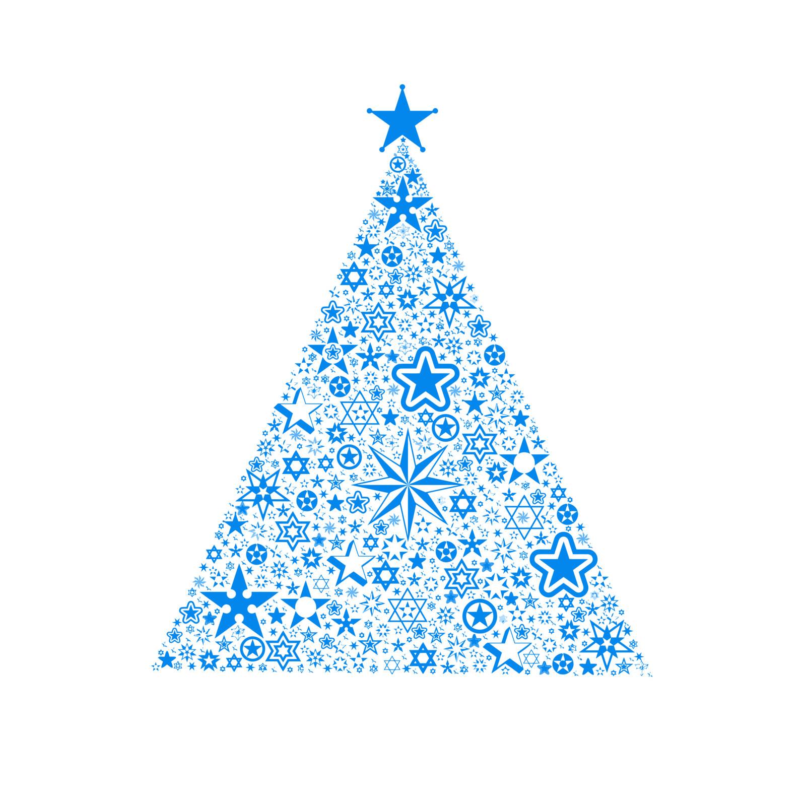 Beautiful christmas decoration of stars tree isolated on white