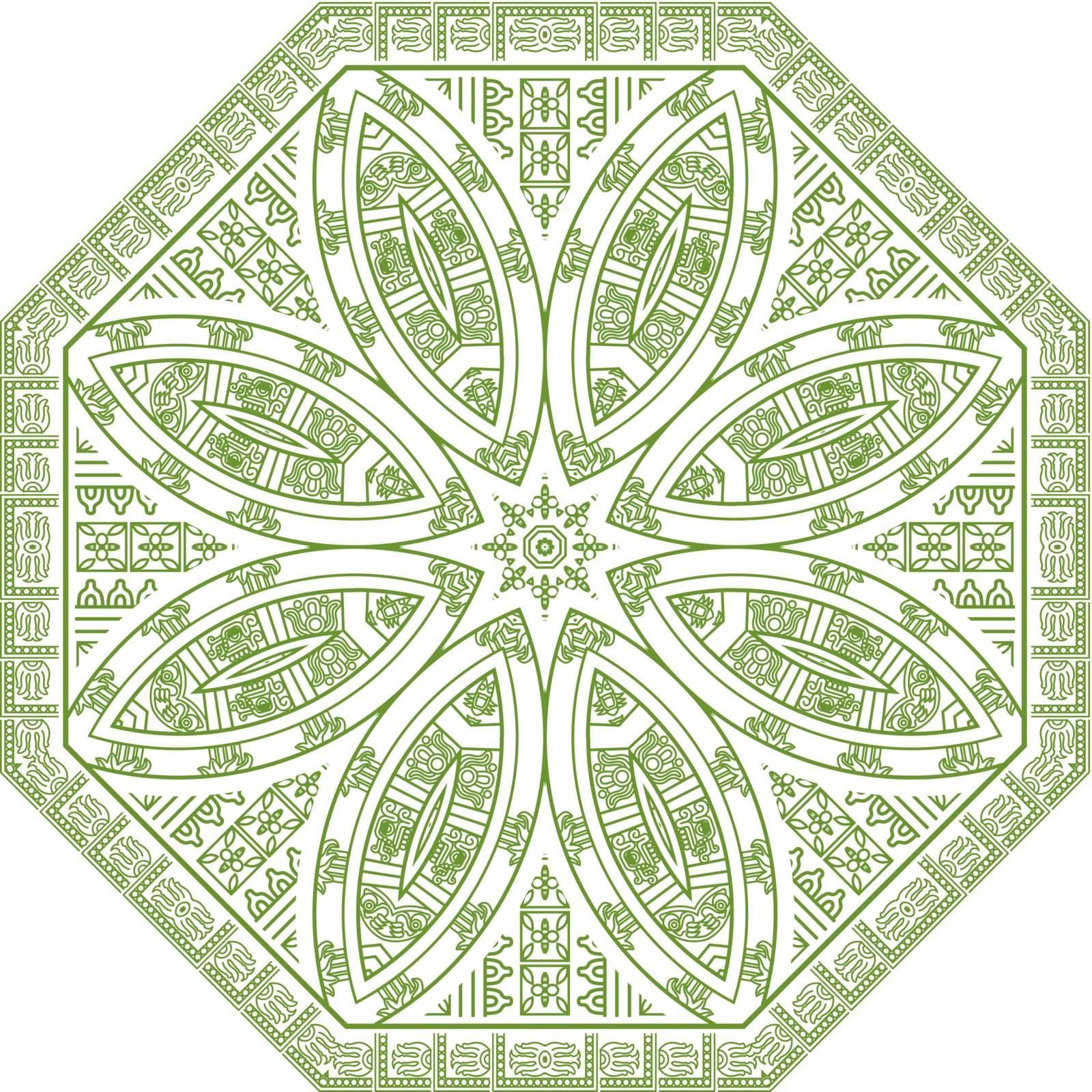 Color round ornamental pattern, mosaic vector illustration