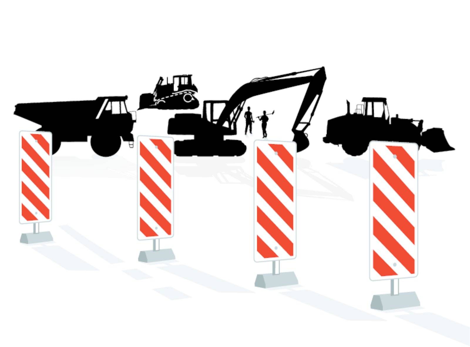 Road construction and road block