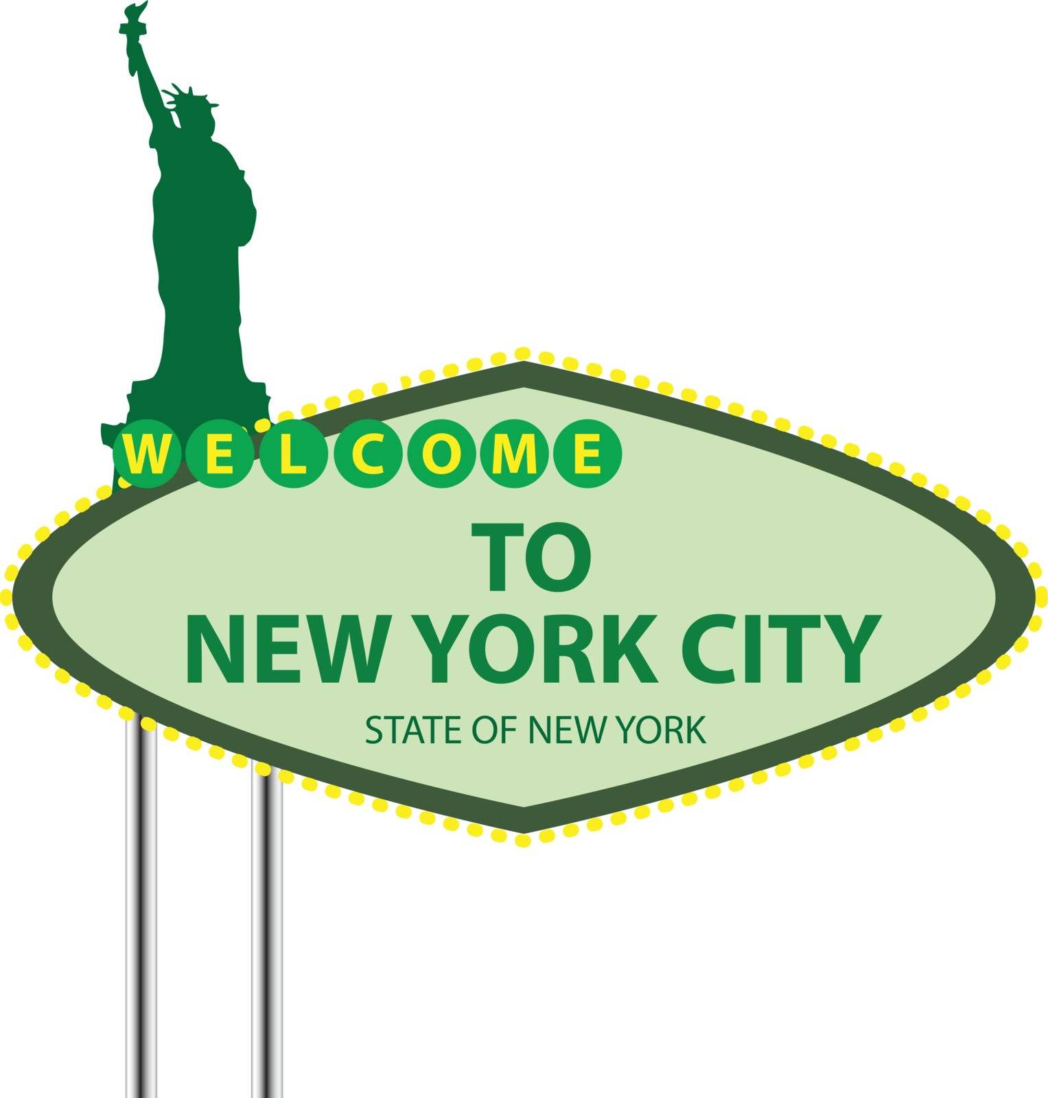 Stand Welcome to New York City in the sky with the birds. Vector illustration.