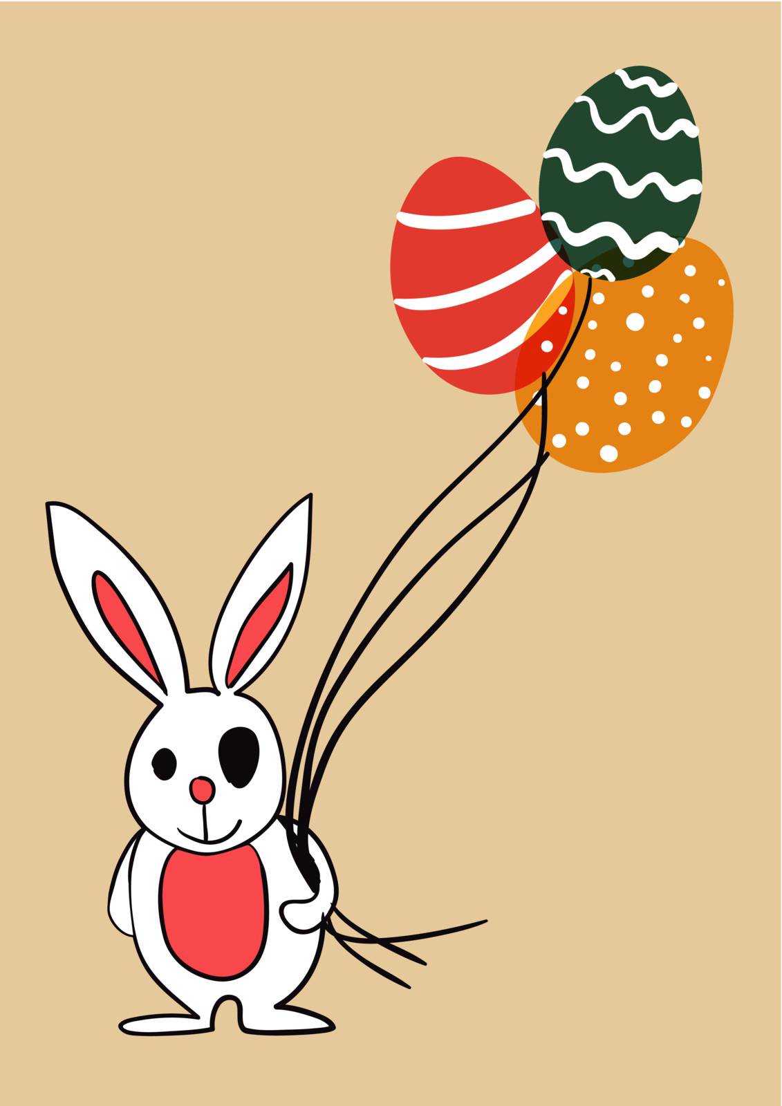 Easter bunny with eggs as balloons. EPS10 file version. This illustration contains transparencies and is layered for easy manipulation and custom coloring