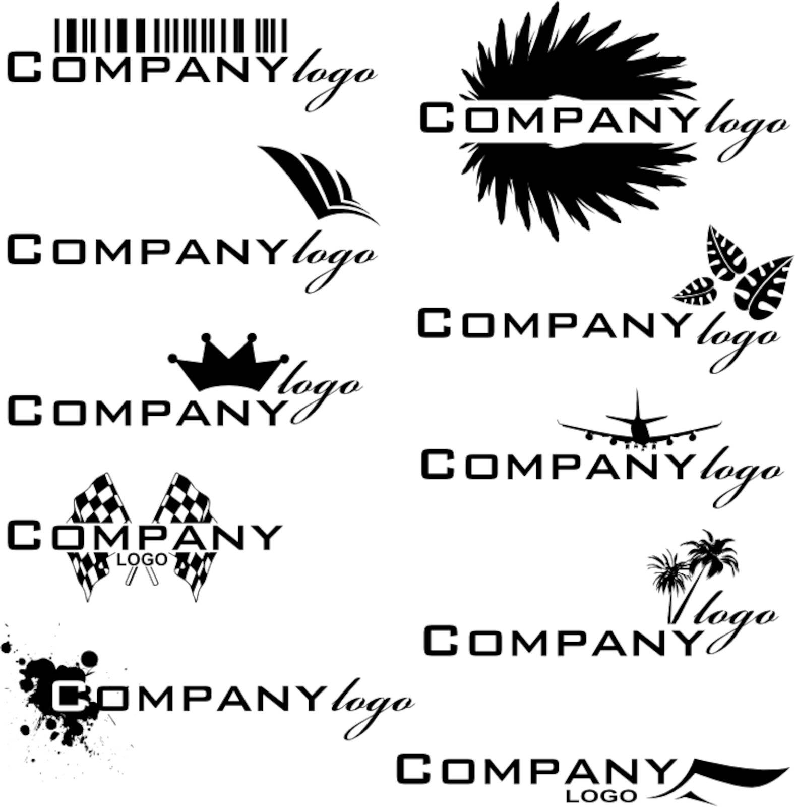 Collection of company logos in black and white that are easy to edit