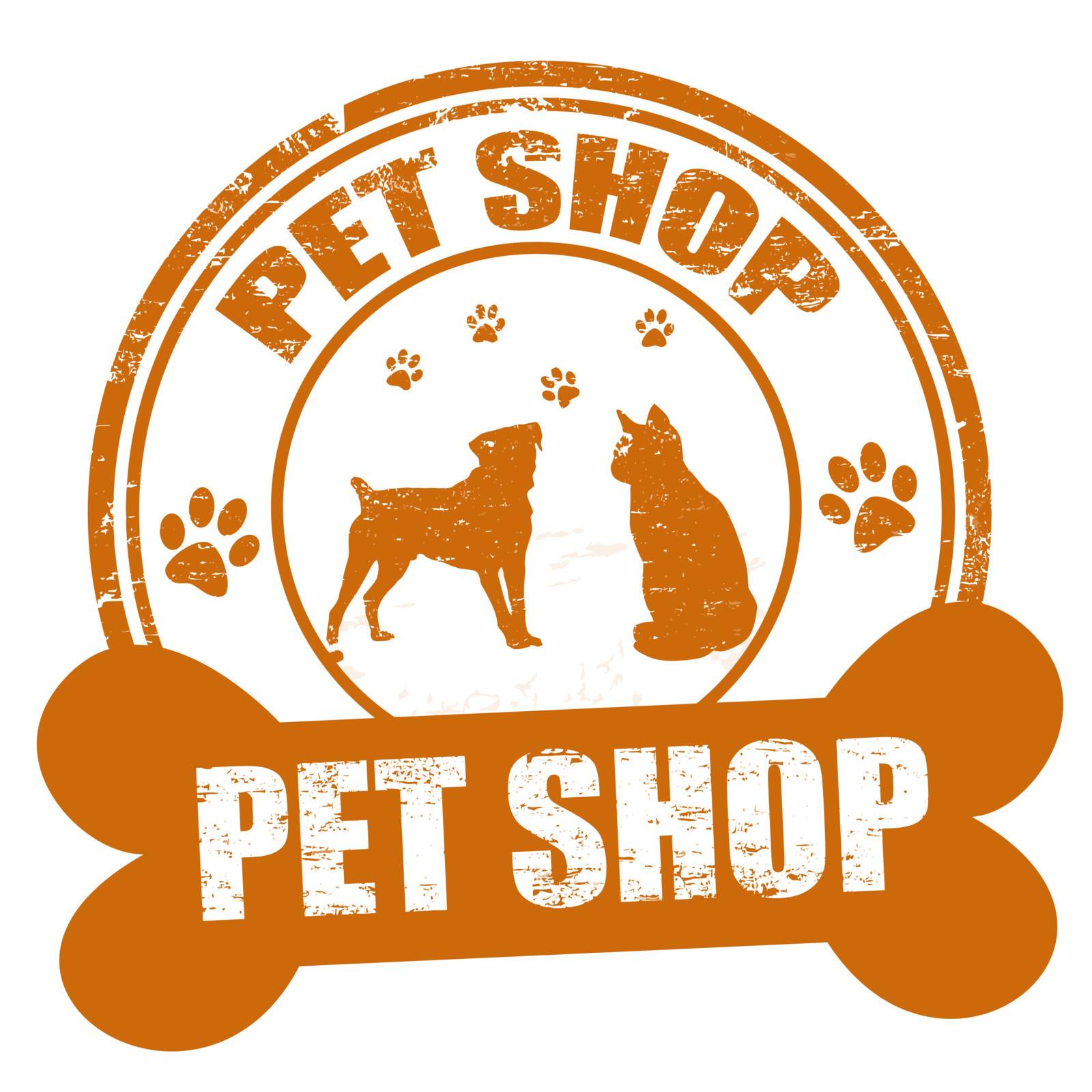 Pet shop grunge rubber stamp on white, vector illustration