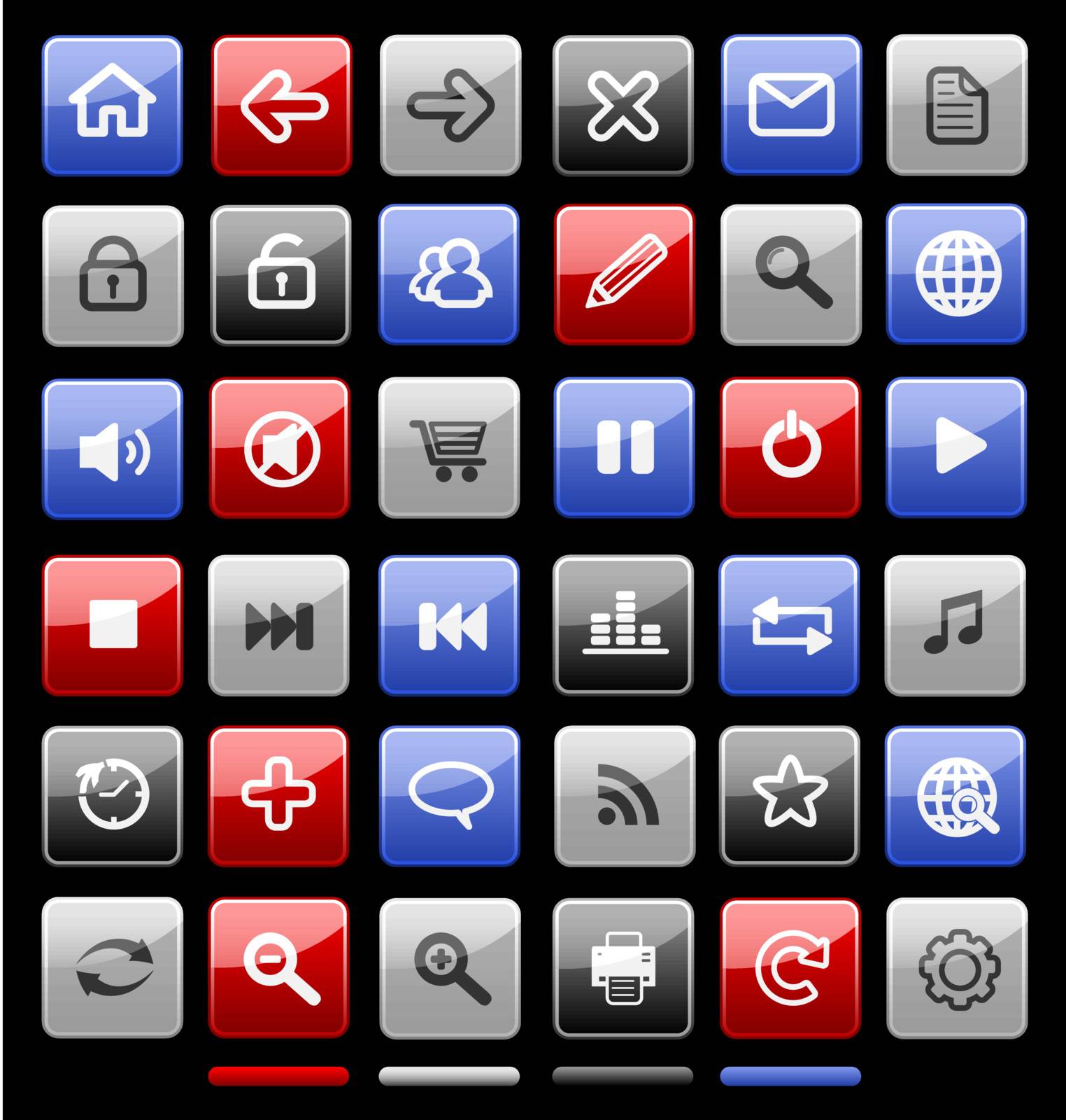 Collection of vector internet icons and buttons. Good for browser, multimedia, website and etc.