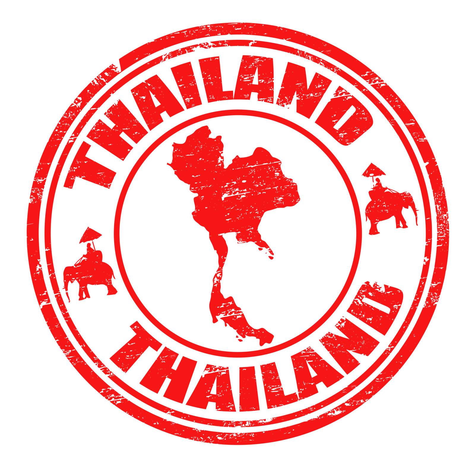 Grunge rubber stamp with map of Thailand  and the name Thailand written inside the stamp
