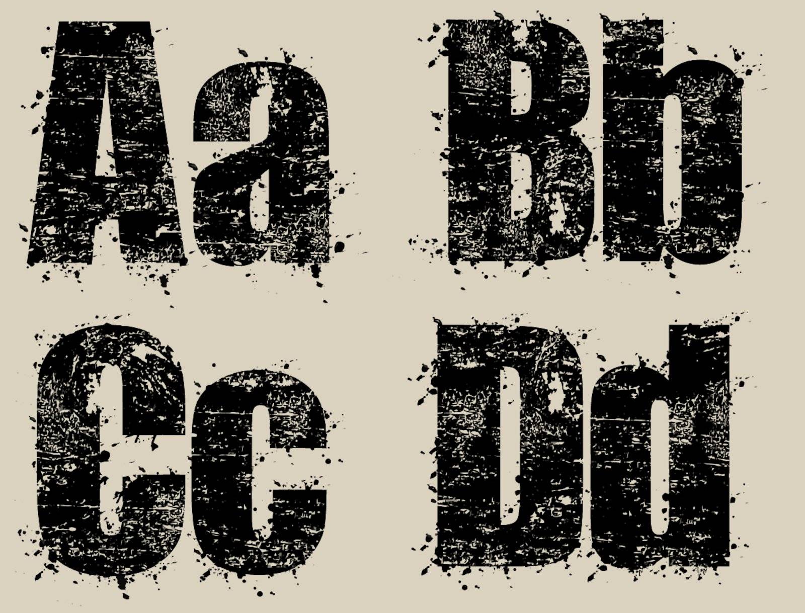 Grunge inked letters, vector illustration