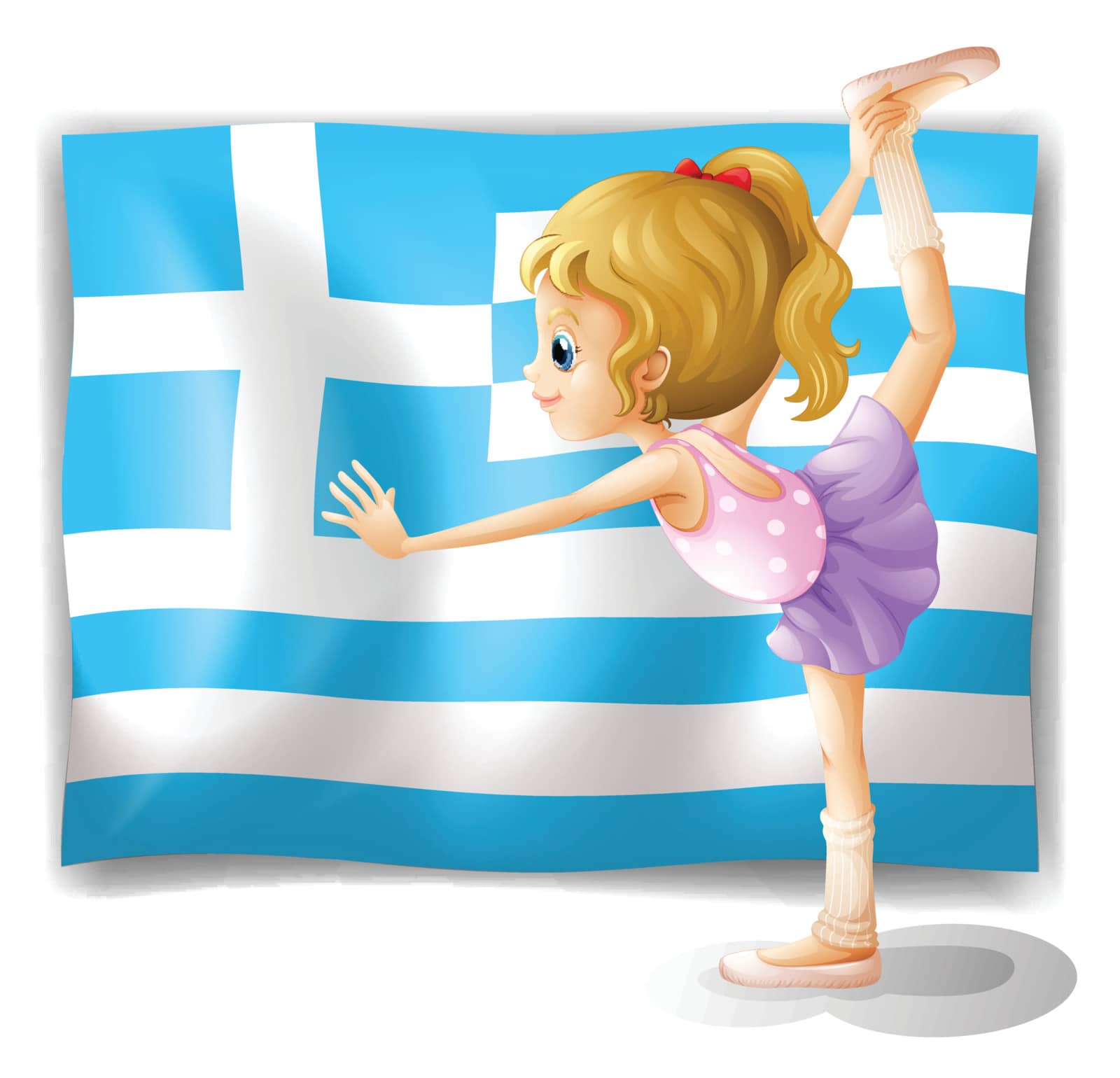 Illustration of the flag of Greece with a ballet dancer on a white background