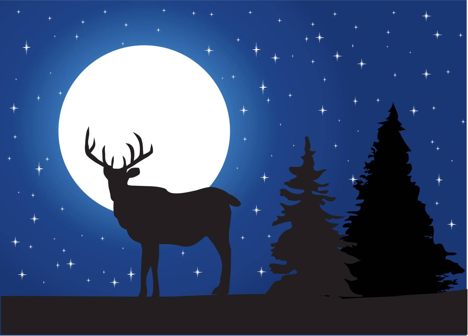 vector deer in the moonlight