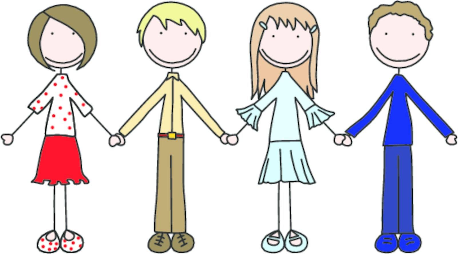Illustration of four kids holding hands