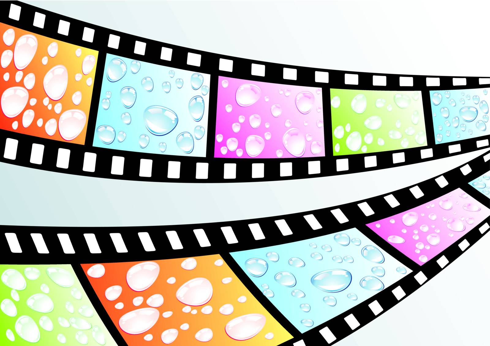 a film strip with water drops 