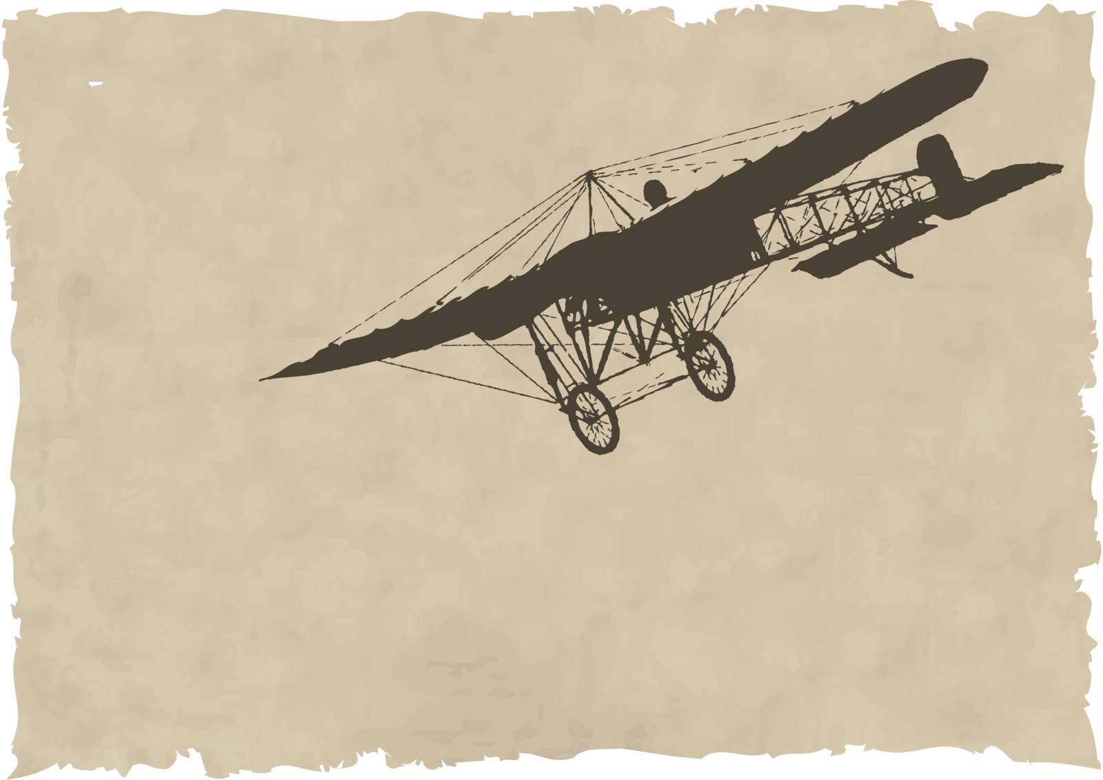 the vector old plane silhouette on old paper by sdmix