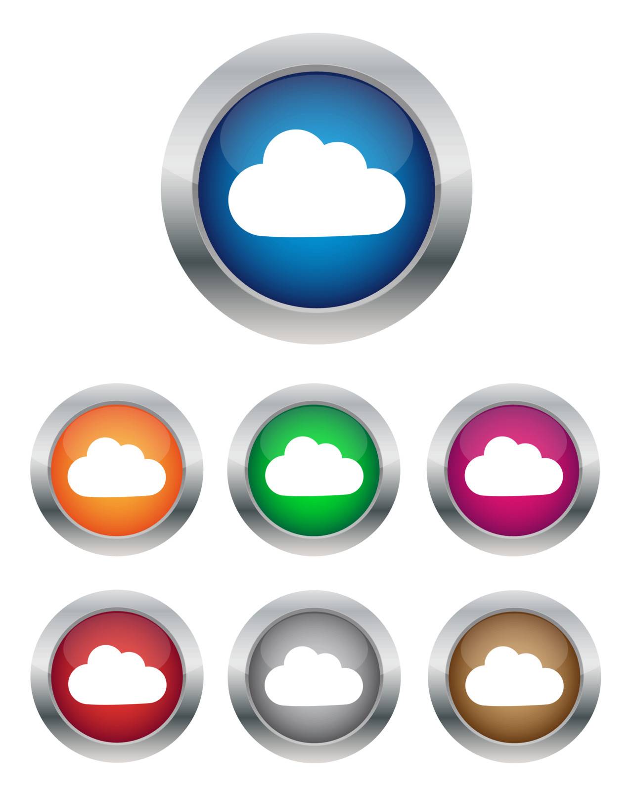 Collection of cloud buttons in various colors