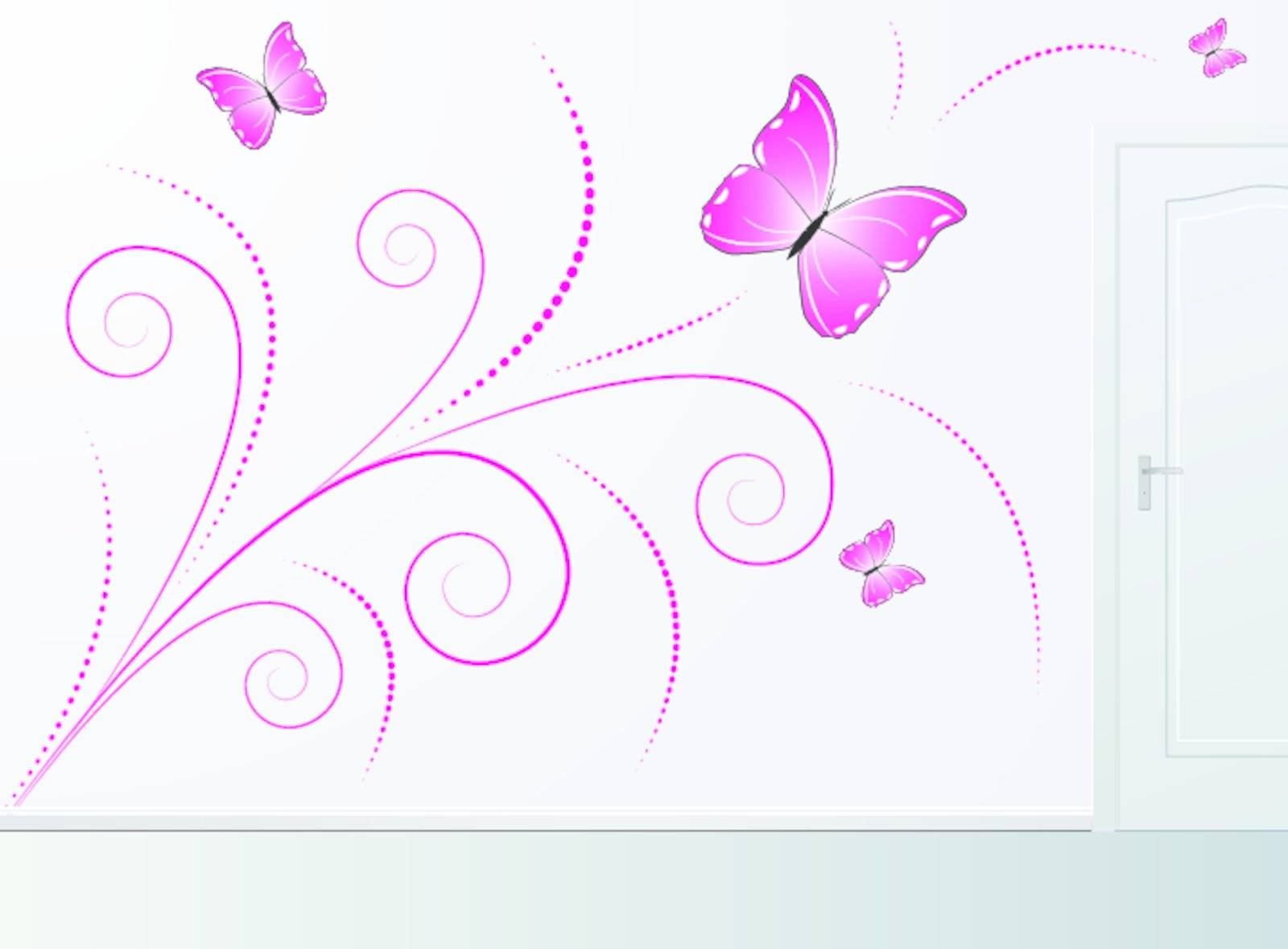 Wall decoration with pink butterfly